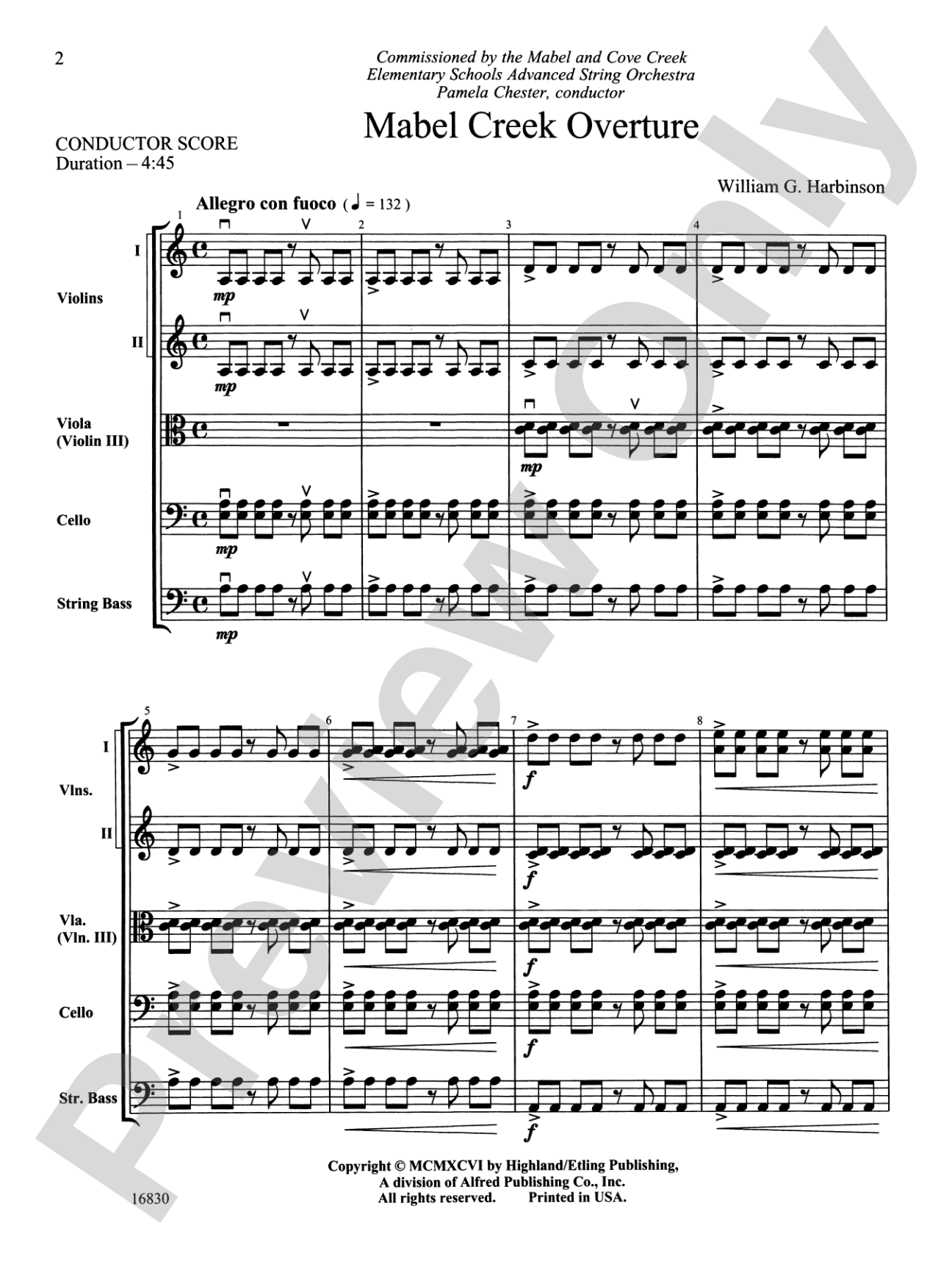 Mabel Creek Overture: String Orchestra Conductor Score & Parts