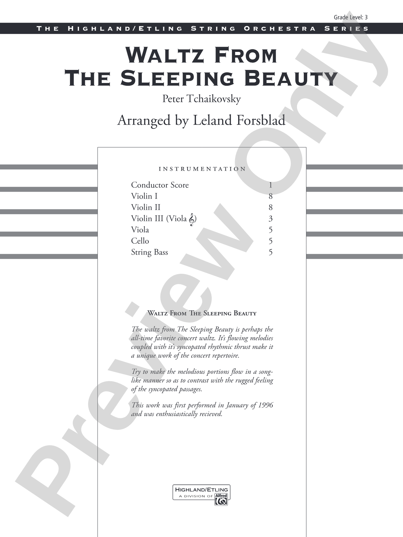 Waltz from The Sleeping Beauty: Score