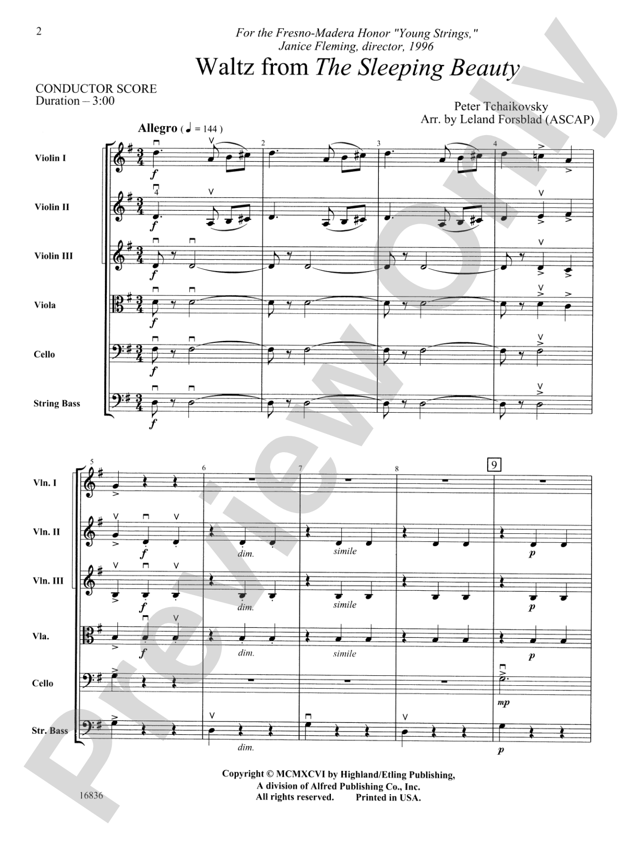 Waltz from The Sleeping Beauty: Score