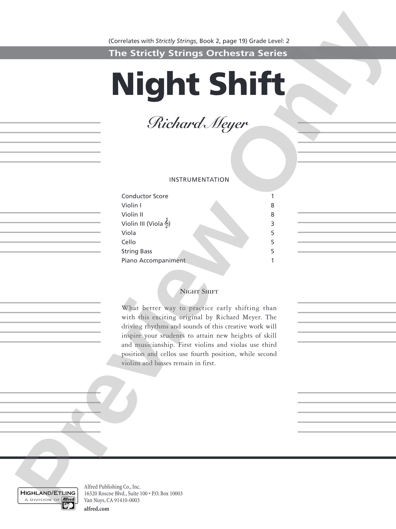 Night Shift: String Orchestra Conductor Score & Parts