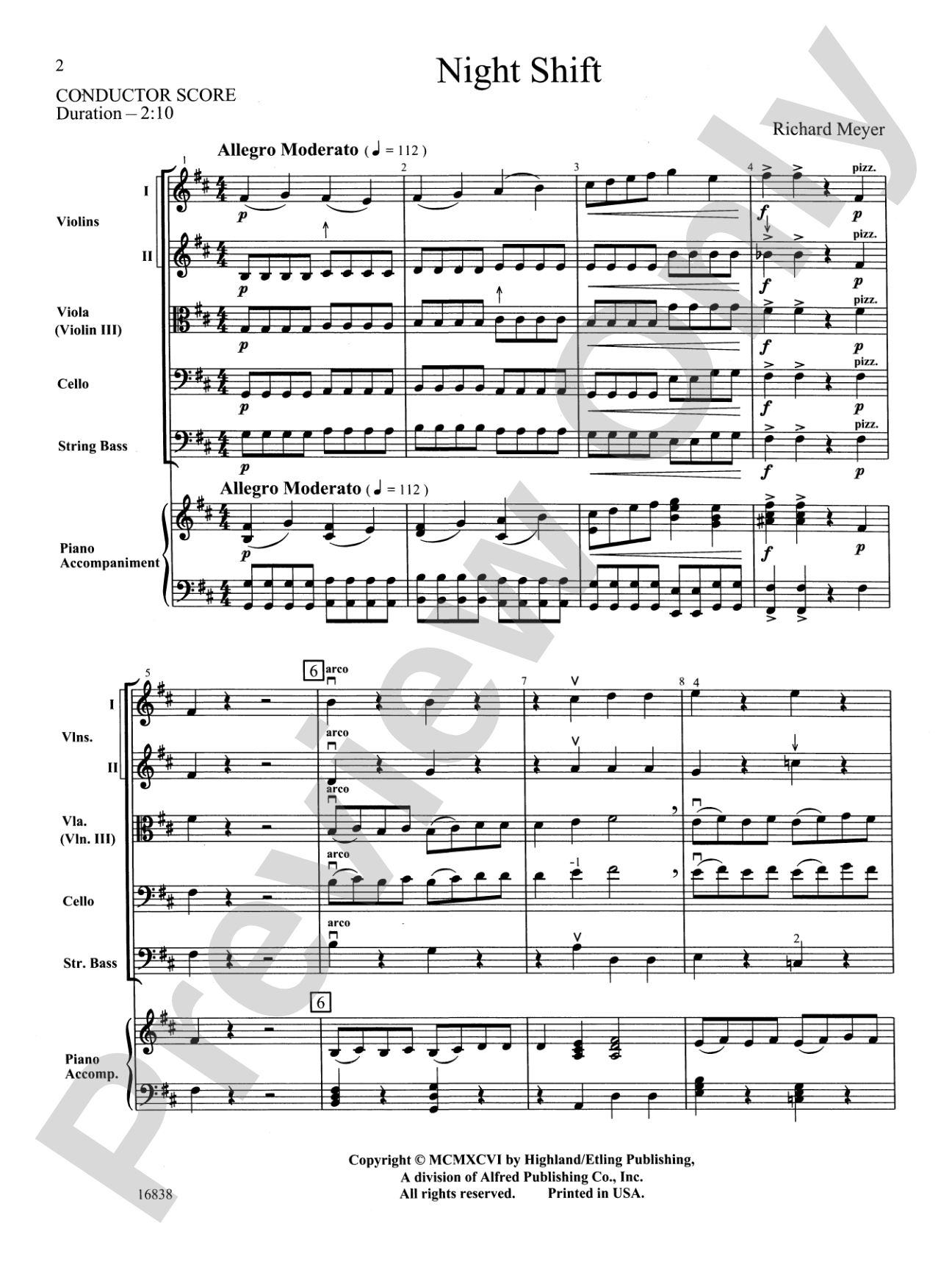 Night Shift: String Orchestra Conductor Score & Parts