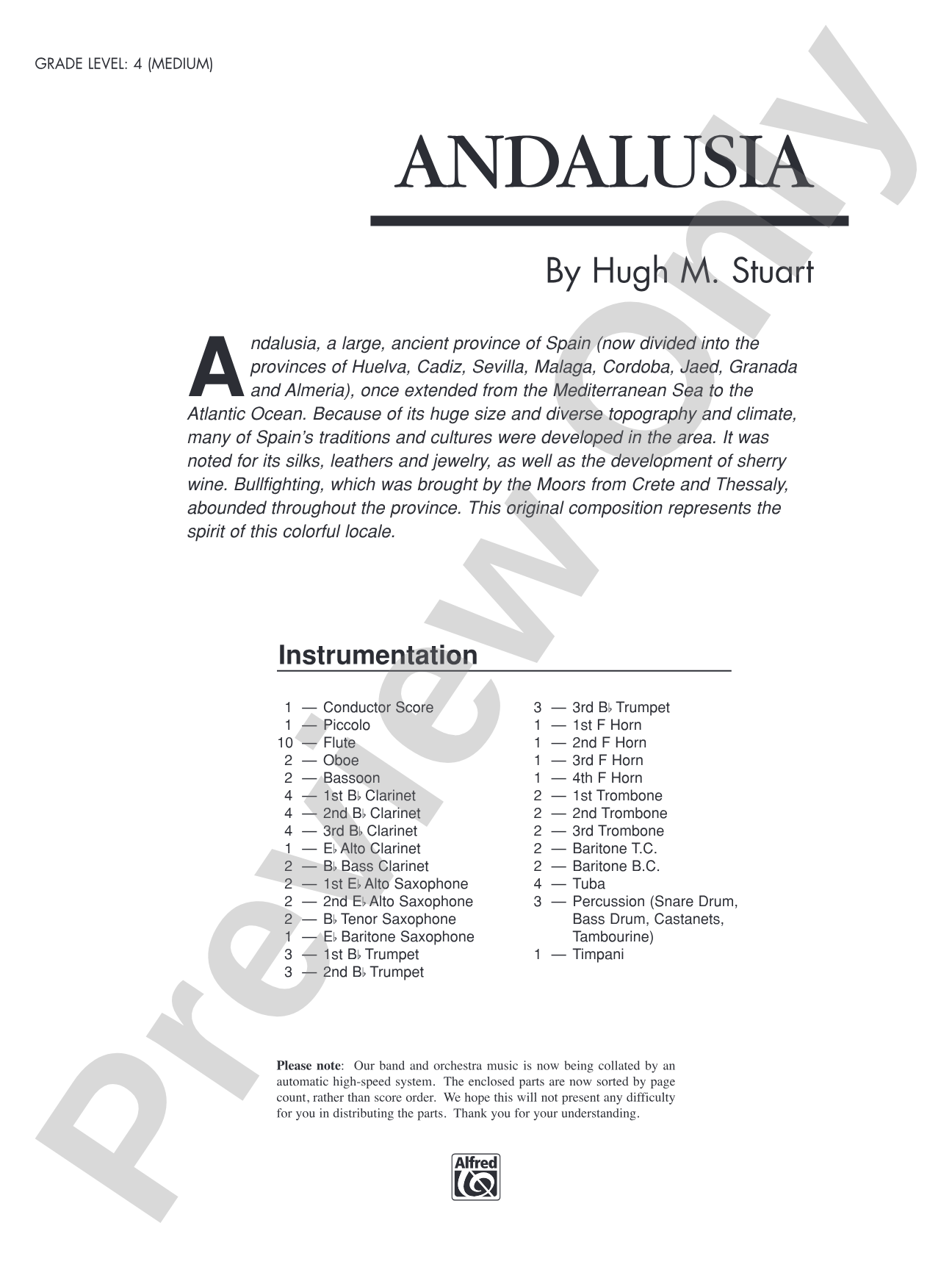 Andalusia: Concert Band Conductor Score & Parts