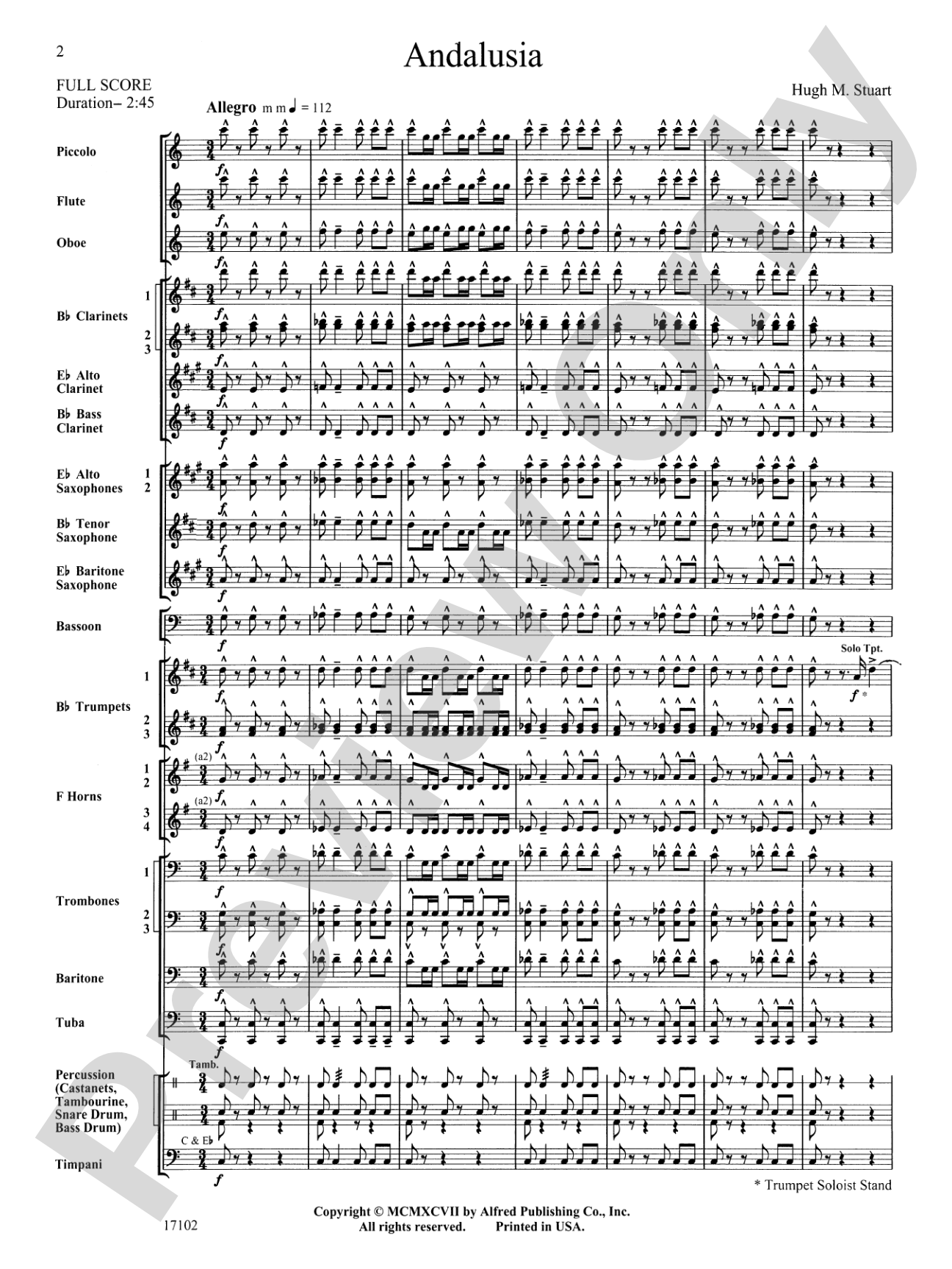 Andalusia: Concert Band Conductor Score & Parts