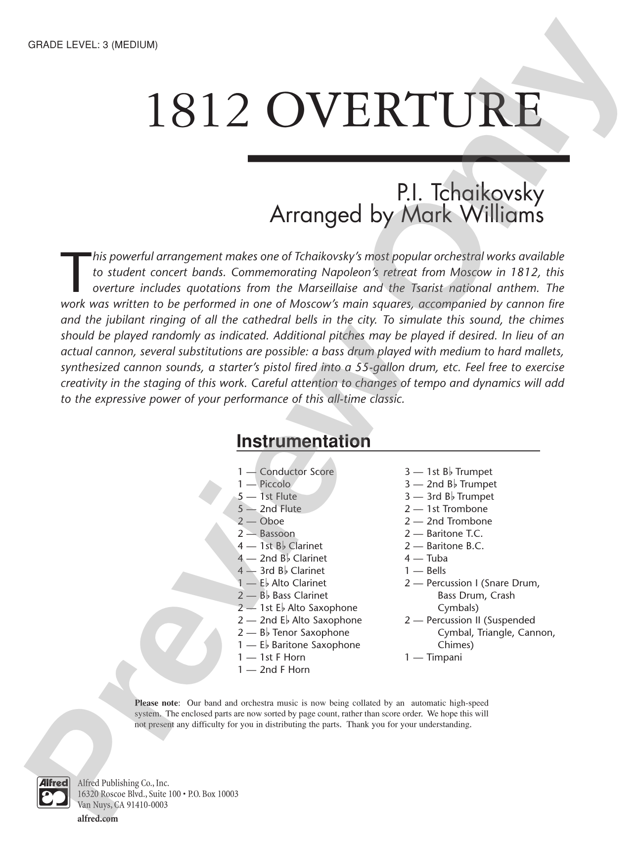 1812 Overture: Concert Band Conductor Score & Parts