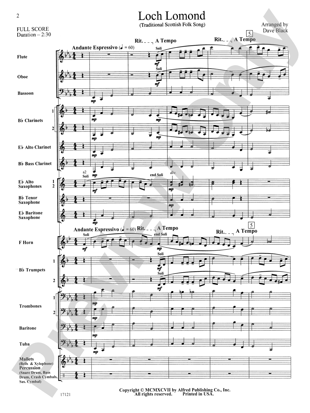 Loch Lomond: Concert Band Conductor Score & Parts