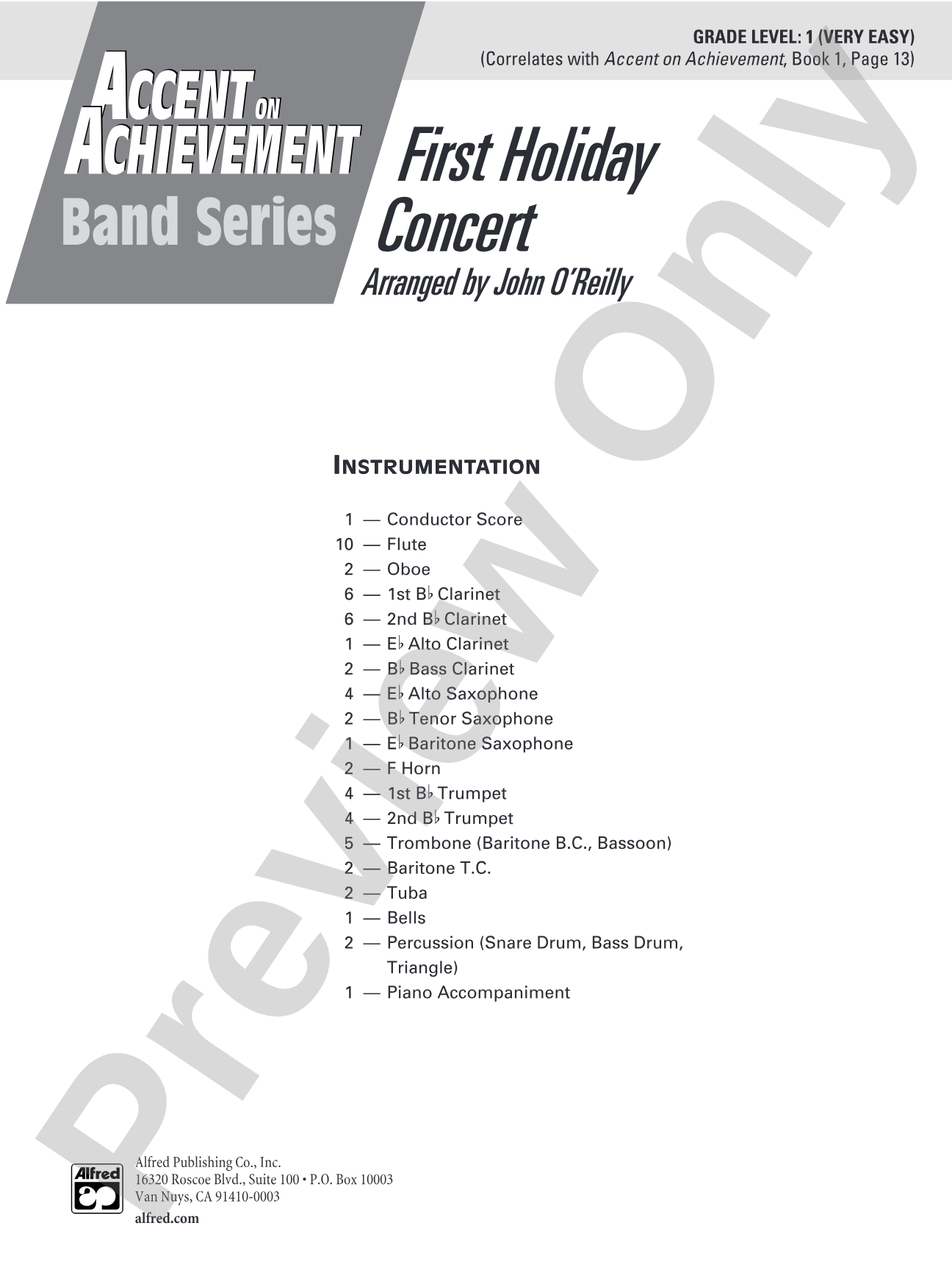 First Holiday Concert: Concert Band Conductor Score & Parts