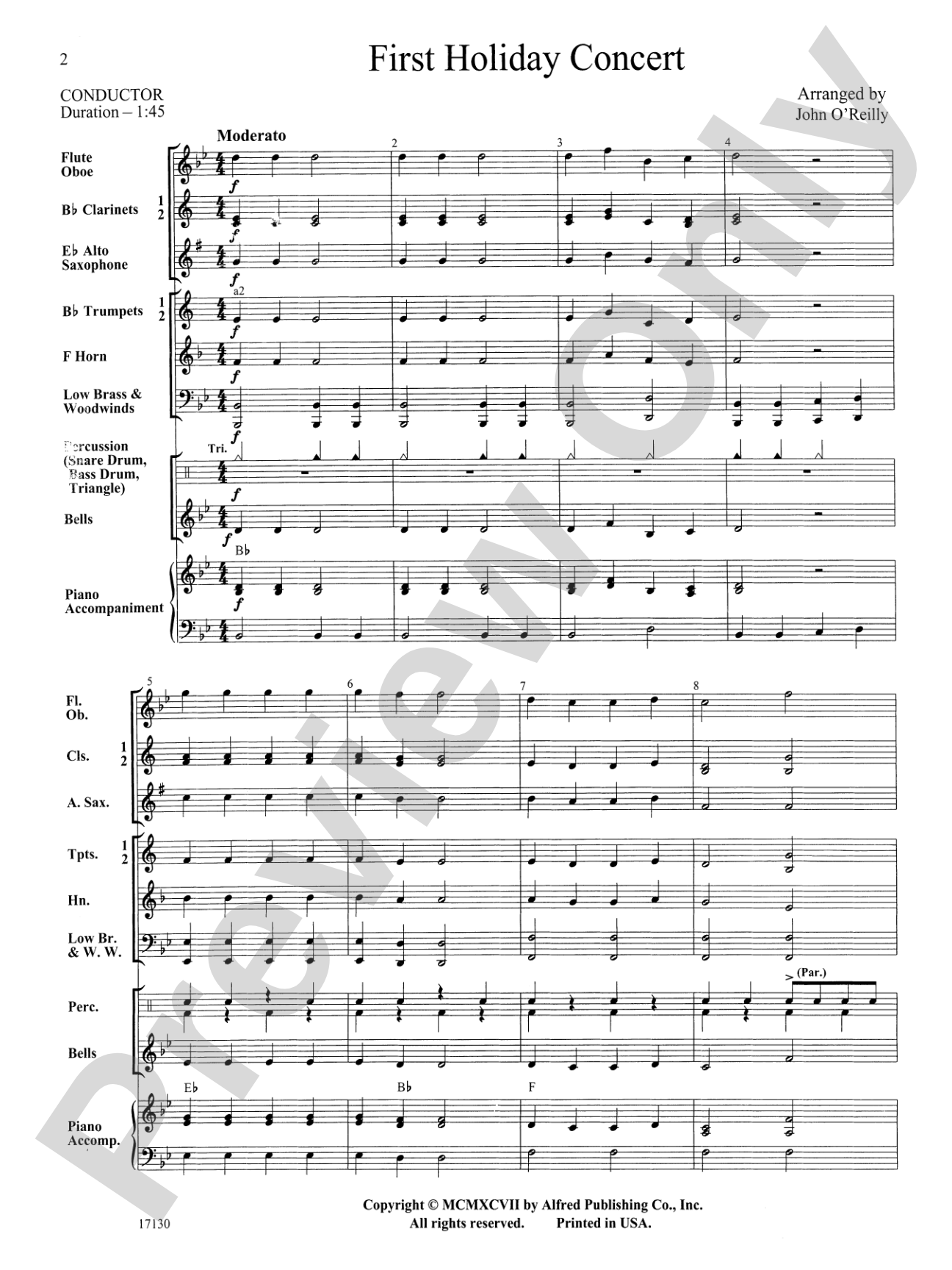 First Holiday Concert: Concert Band Conductor Score & Parts