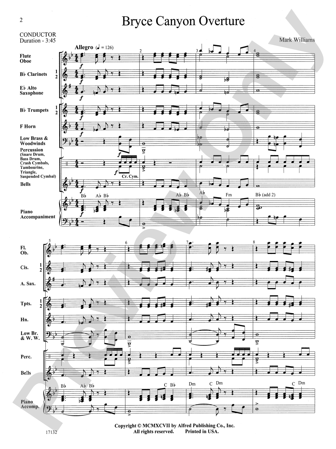 Bryce Canyon Overture: Concert Band Conductor Score & Parts