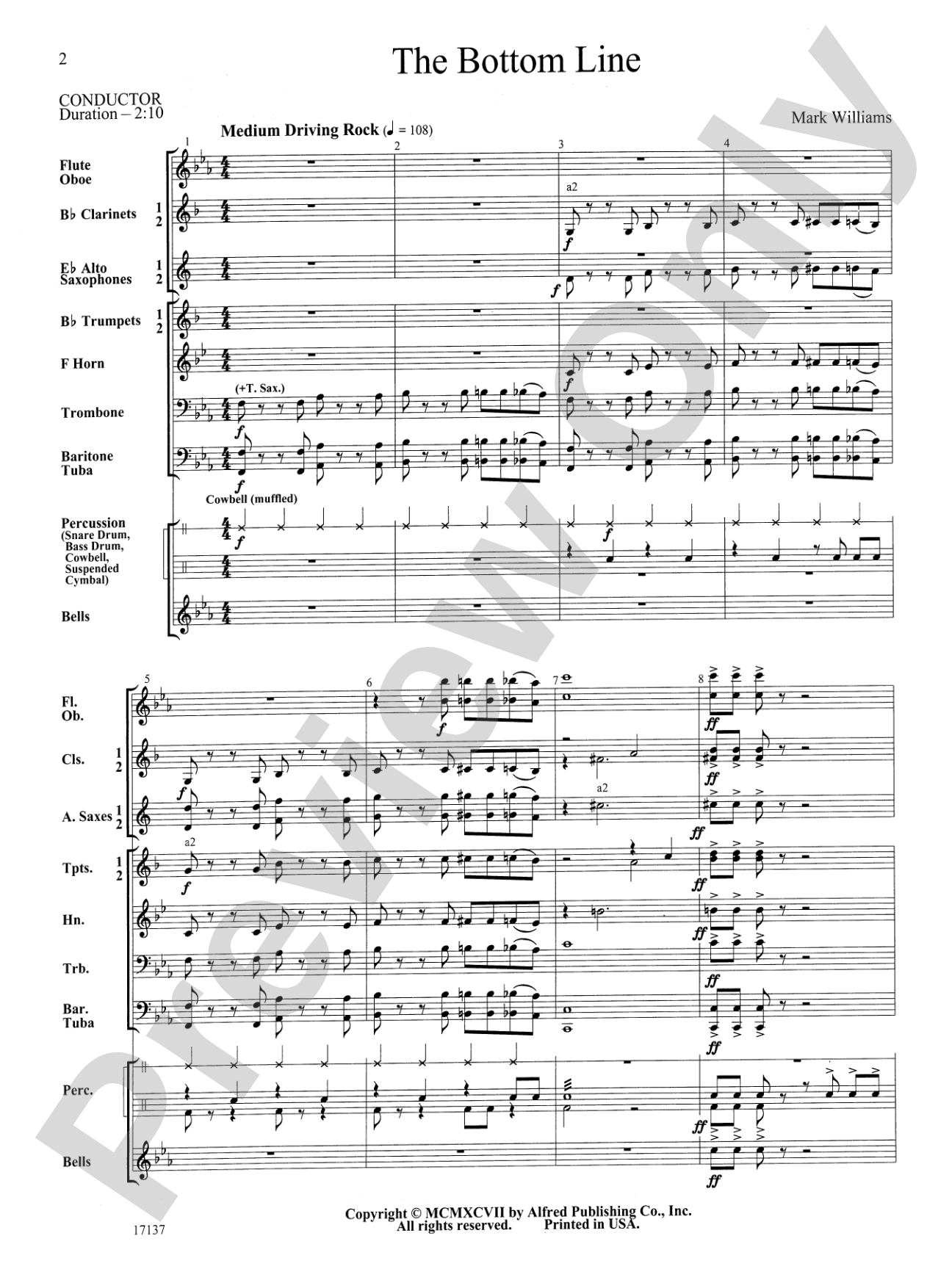 The Bottom Line: Concert Band Conductor Score & Parts