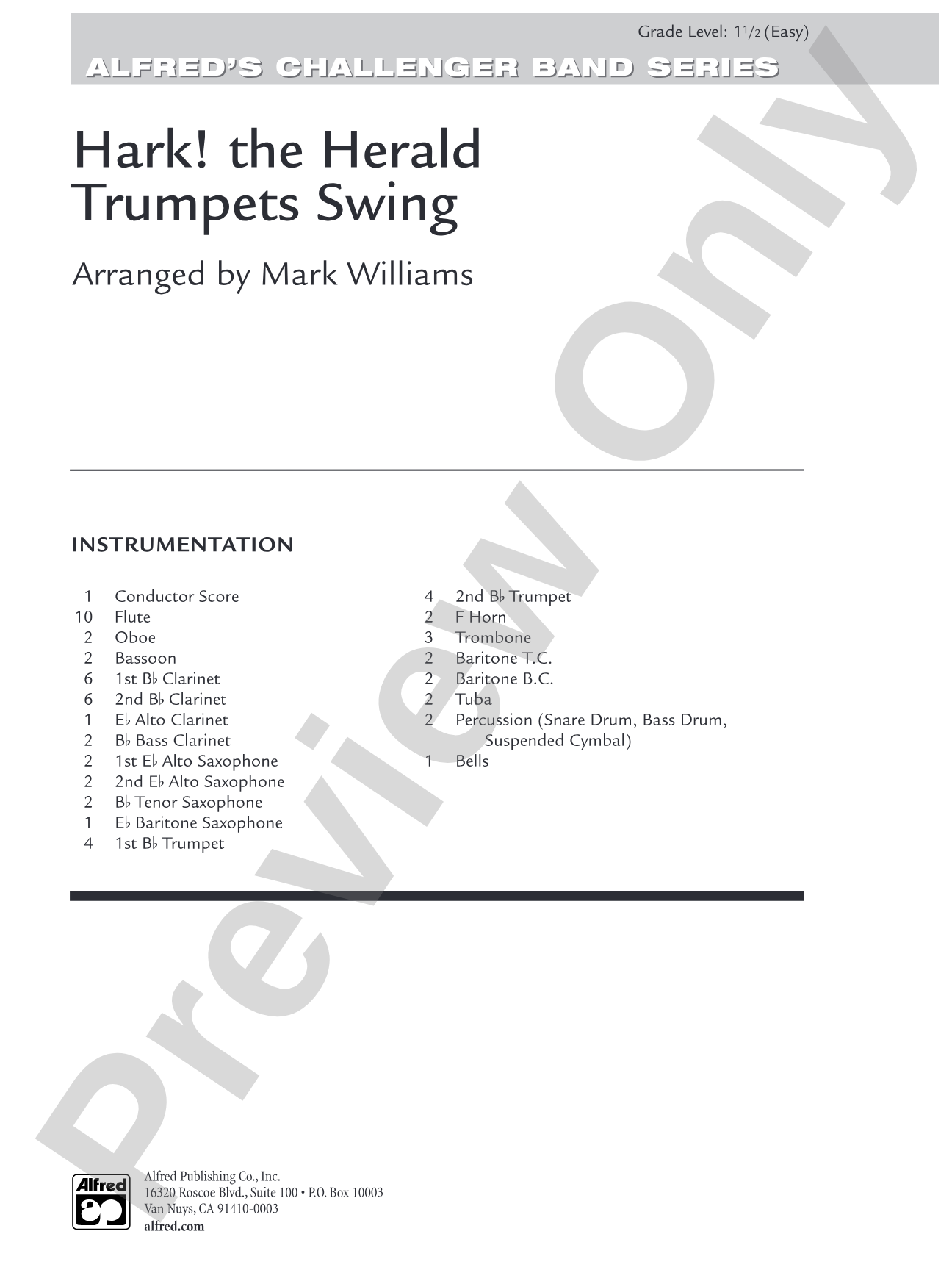 Hark, the Herald Trumpets Swing: Concert Band Conductor Score & Parts