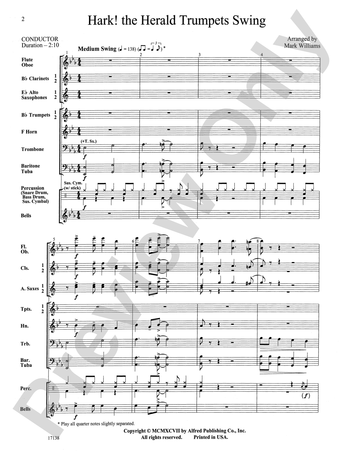 Hark, the Herald Trumpets Swing: Concert Band Conductor Score & Parts