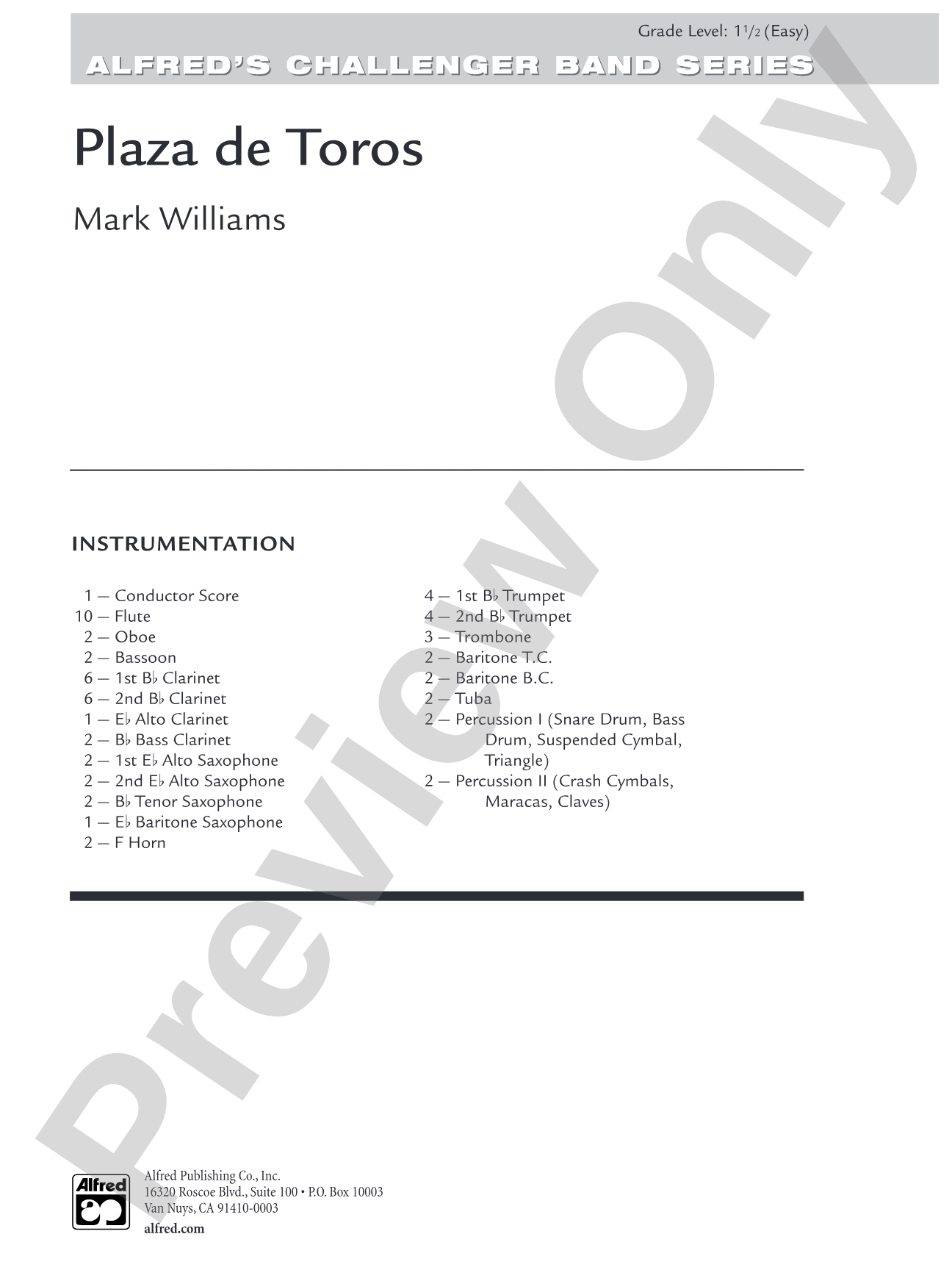 Plaza de Toros: Concert Band Conductor Score & Parts