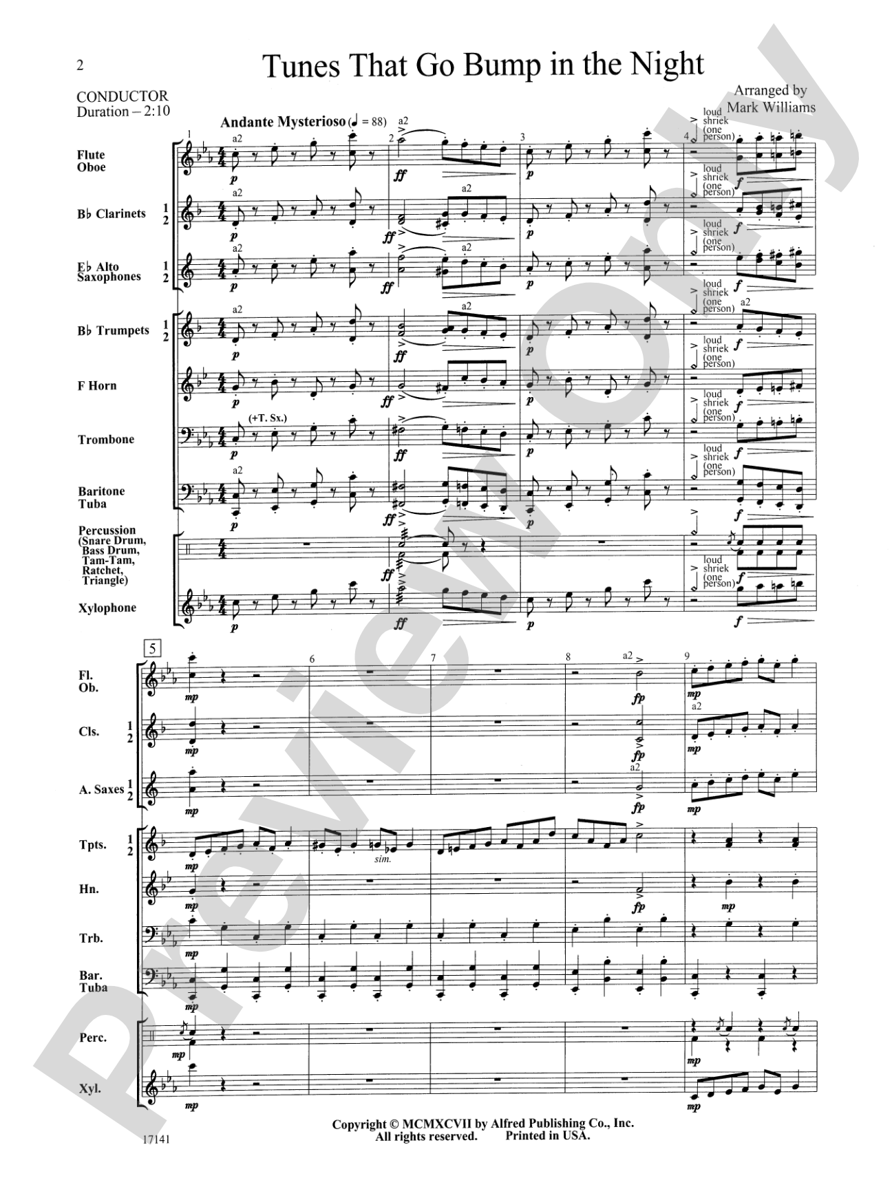 Tunes That Go Bump in the Night: Concert Band Conductor Score & Parts