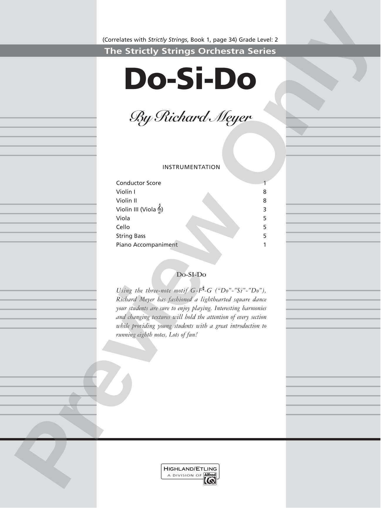 Do-Si-Do: String Orchestra Conductor Score & Parts