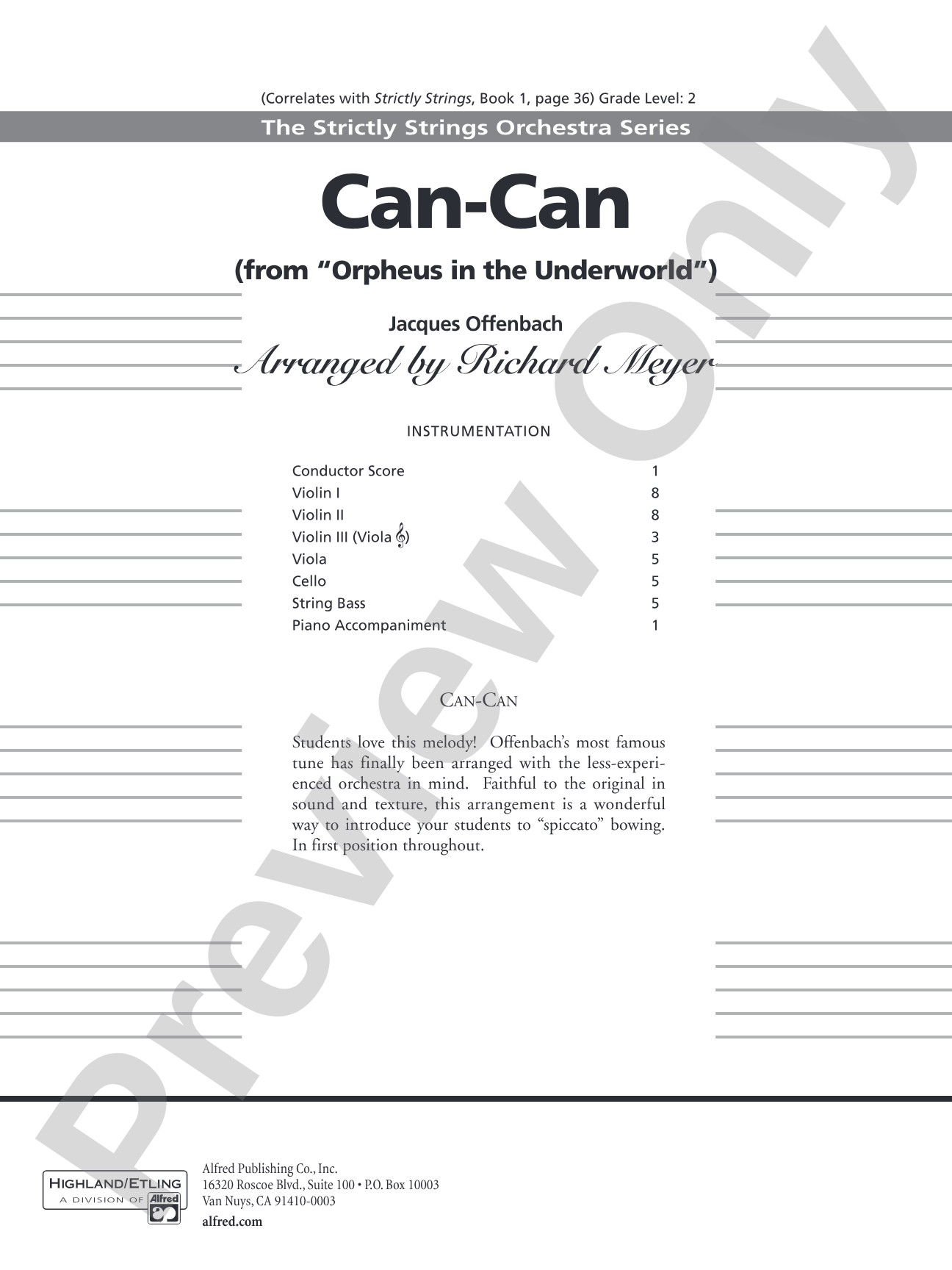 Can-Can: String Orchestra Conductor Score & Parts