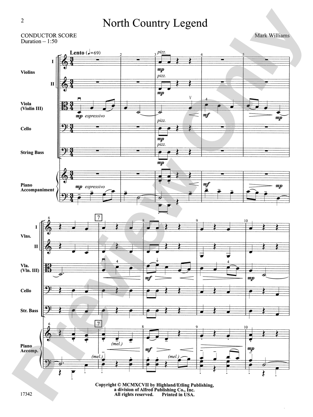 North Country Legend: String Orchestra Conductor Score & Parts