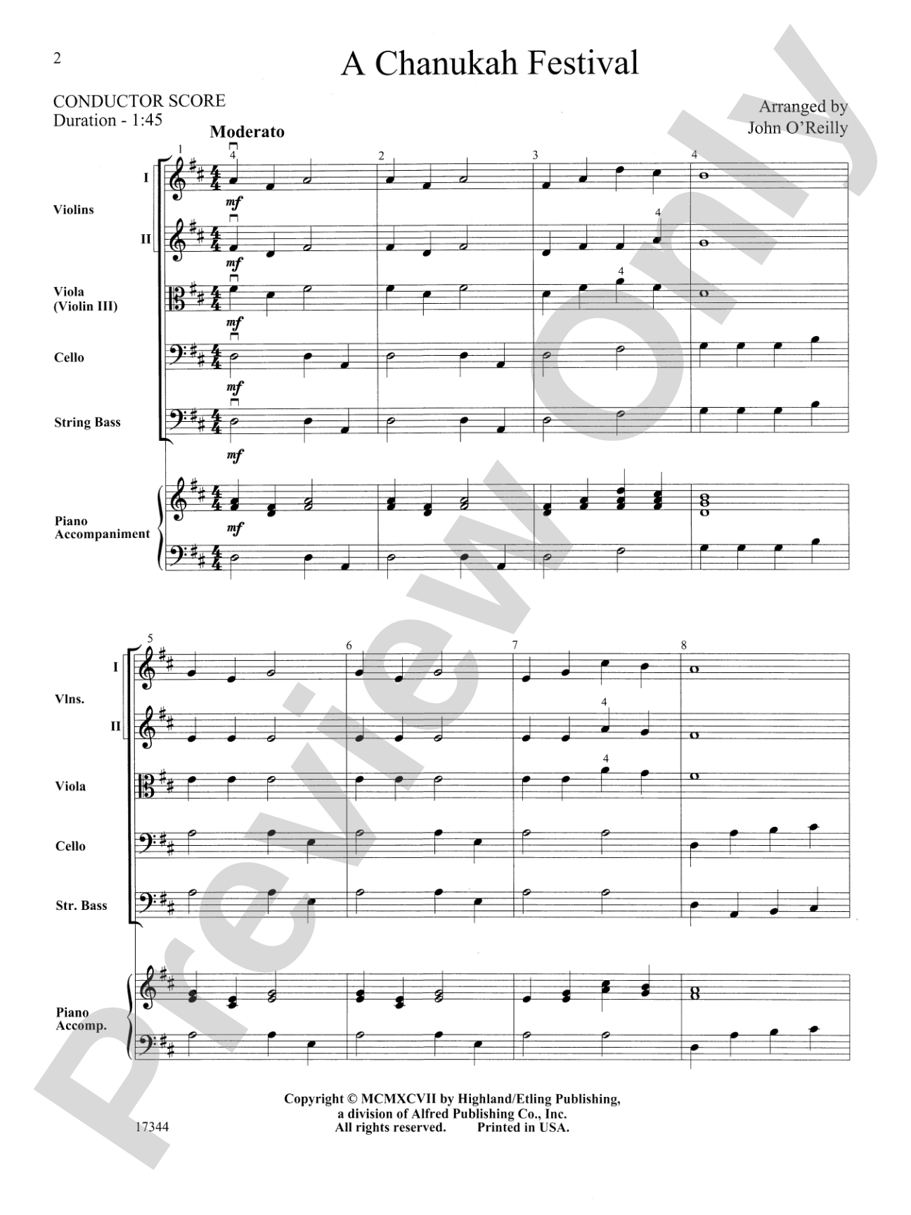 A Chanukah Festival: String Orchestra Conductor Score & Parts