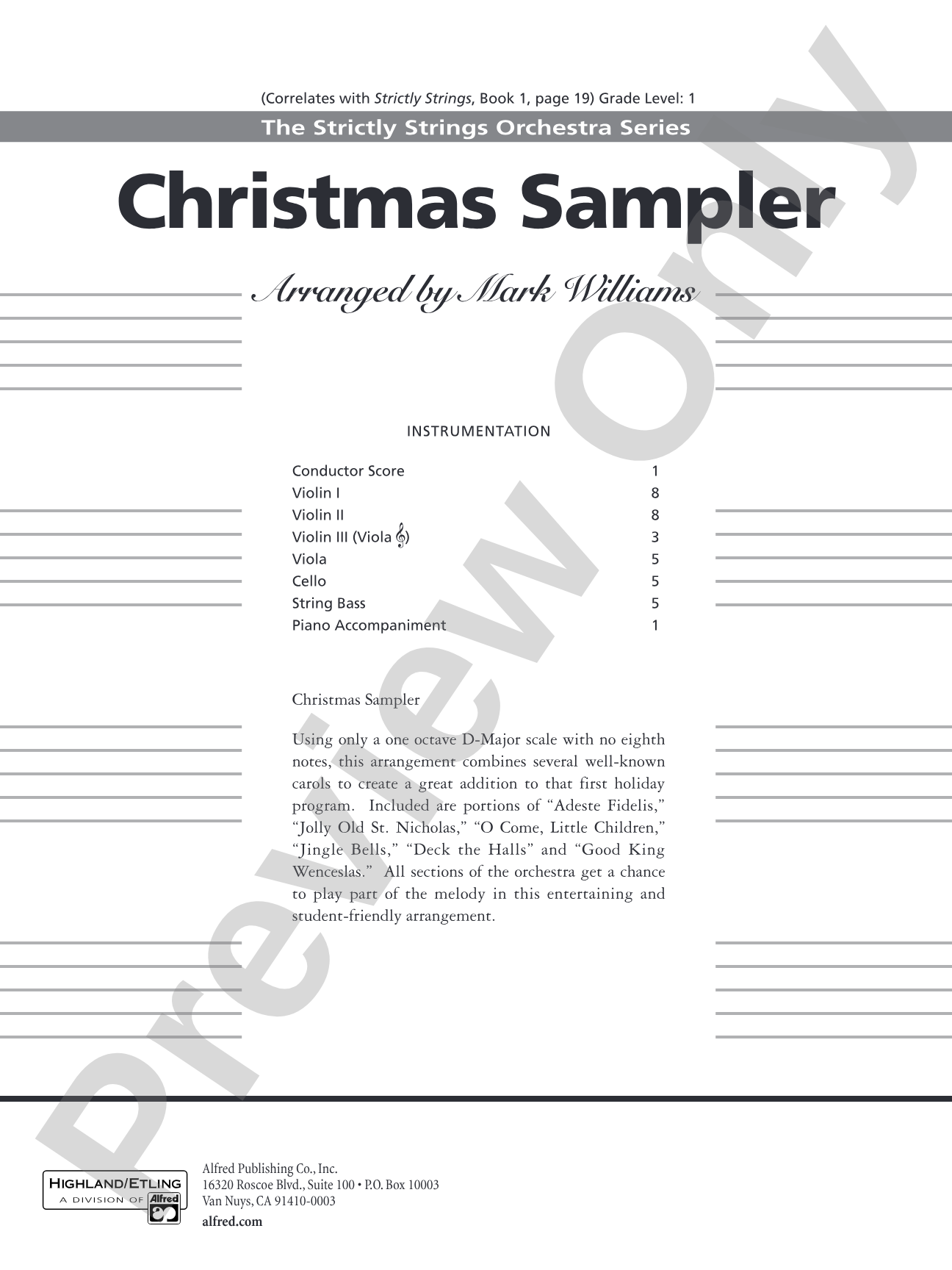 Christmas Sampler: String Orchestra Conductor Score & Parts