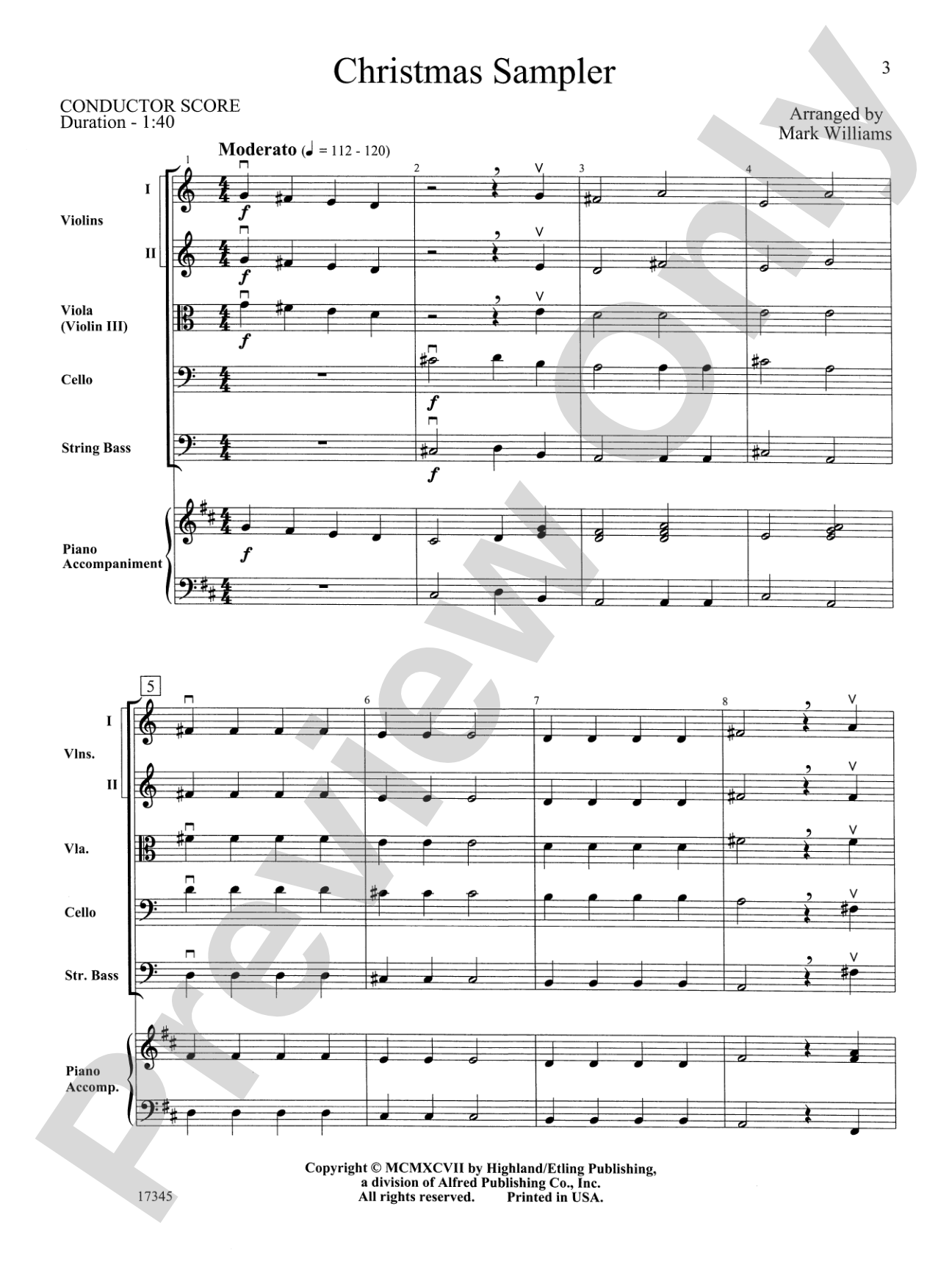 Christmas Sampler: String Orchestra Conductor Score & Parts
