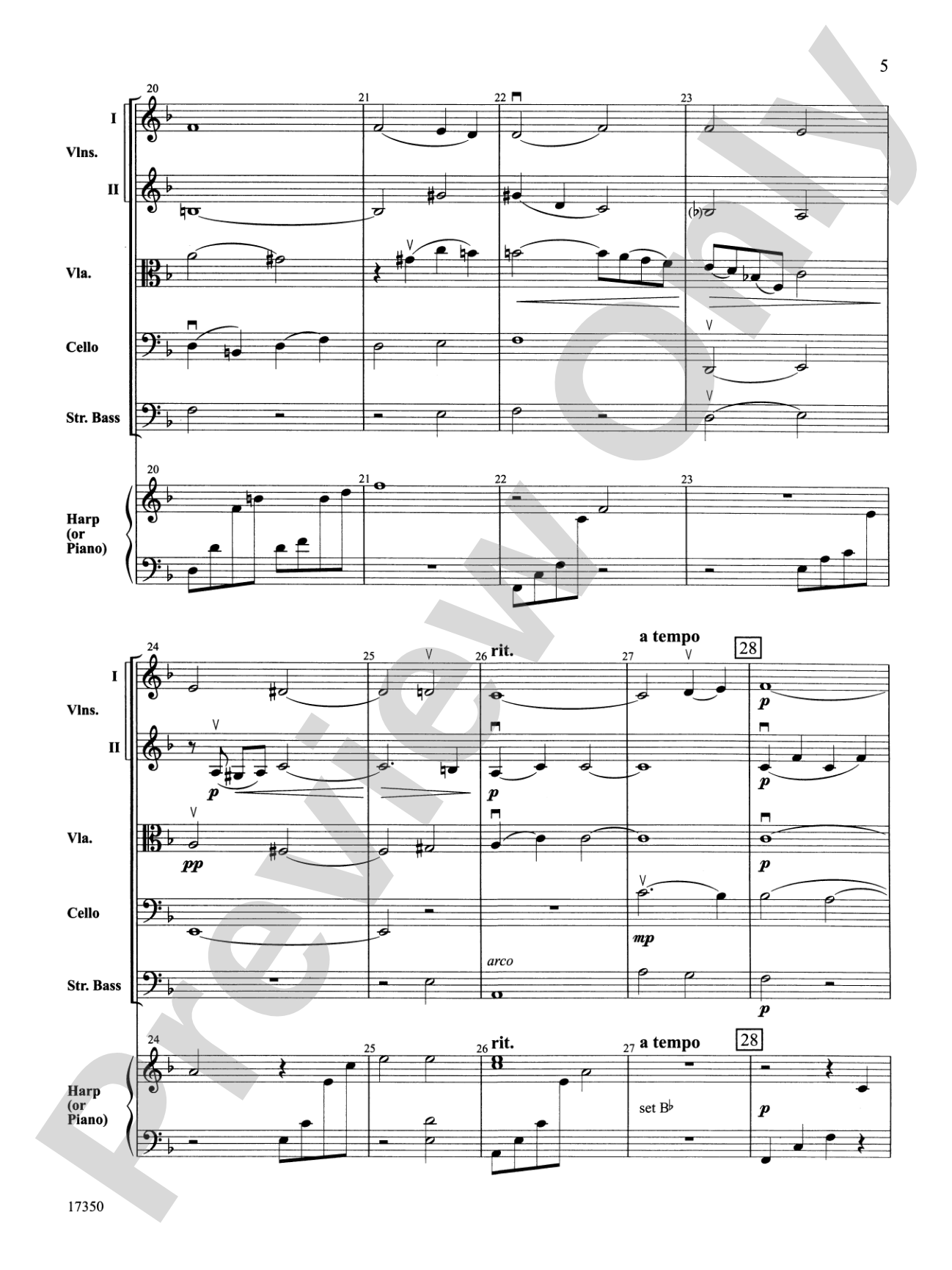 Adagietto from Symphony No. 5: String Orchestra Conductor Score & Parts