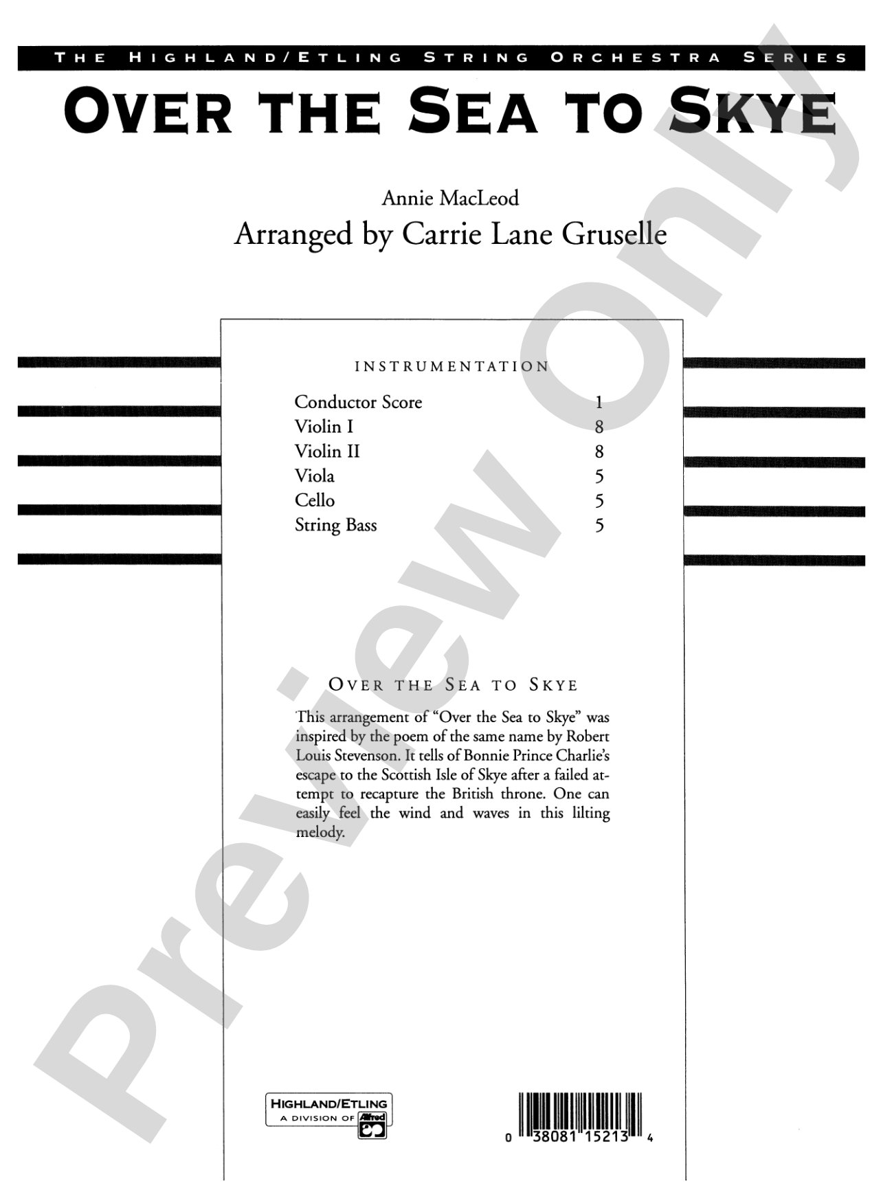 Over the Sea to Skye: String Orchestra Conductor Score & Parts