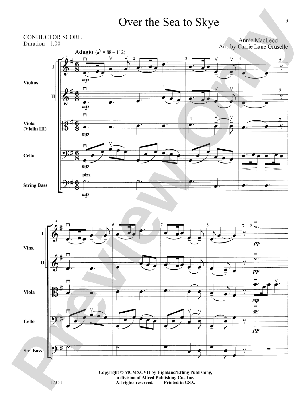 Over the Sea to Skye: String Orchestra Conductor Score & Parts