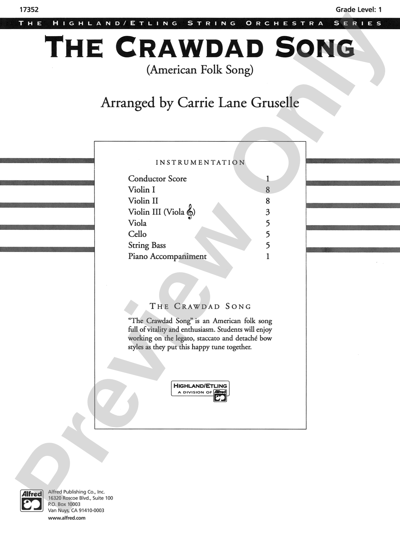 The Crawdad Song: String Orchestra Conductor Score & Parts