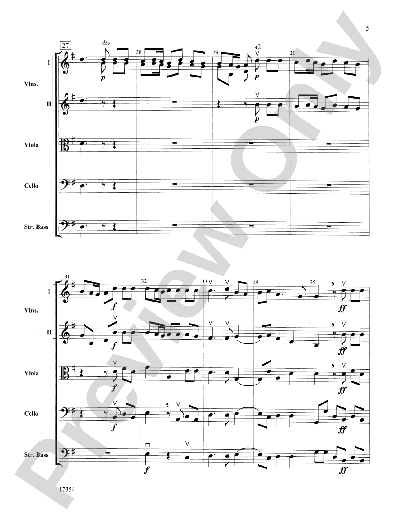 Hornpipe (from Water Music): String Orchestra Conductor Score & Parts