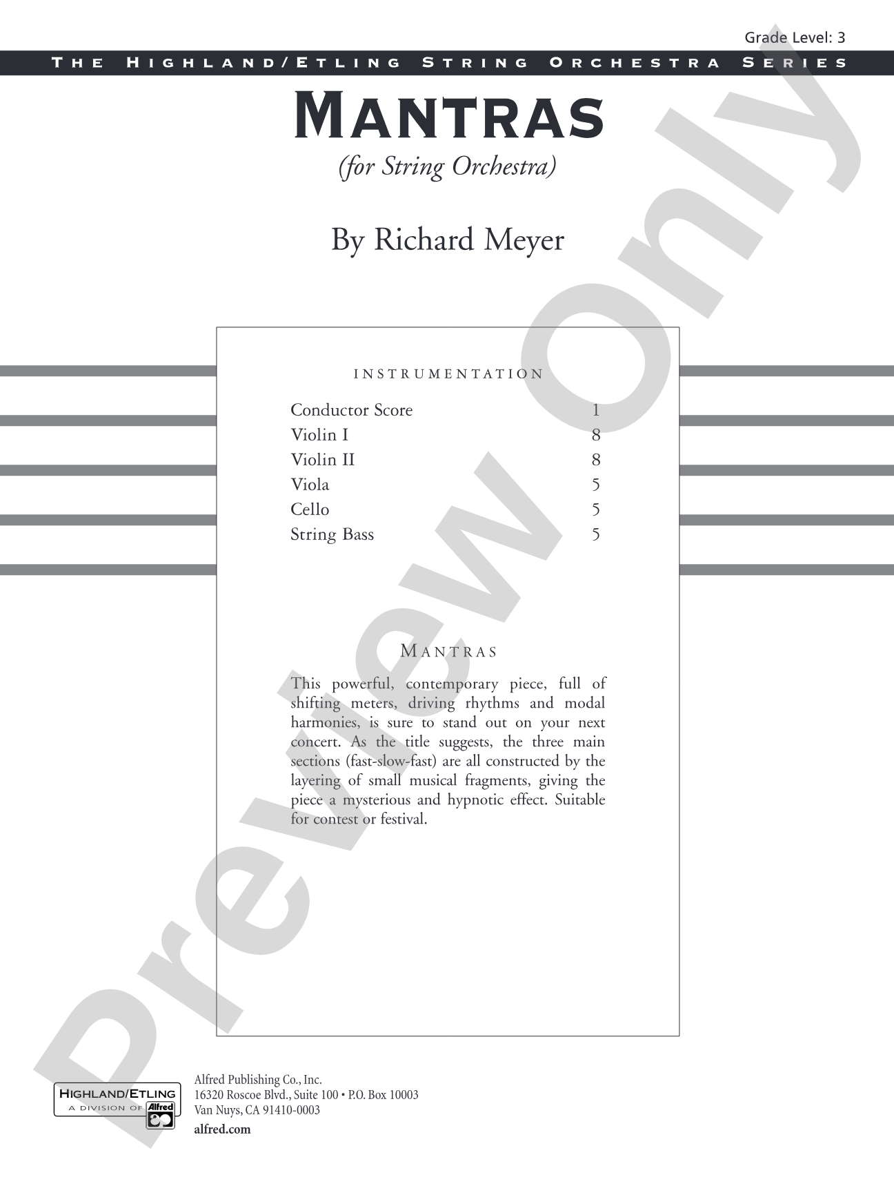 Mantras: String Orchestra Conductor Score & Parts