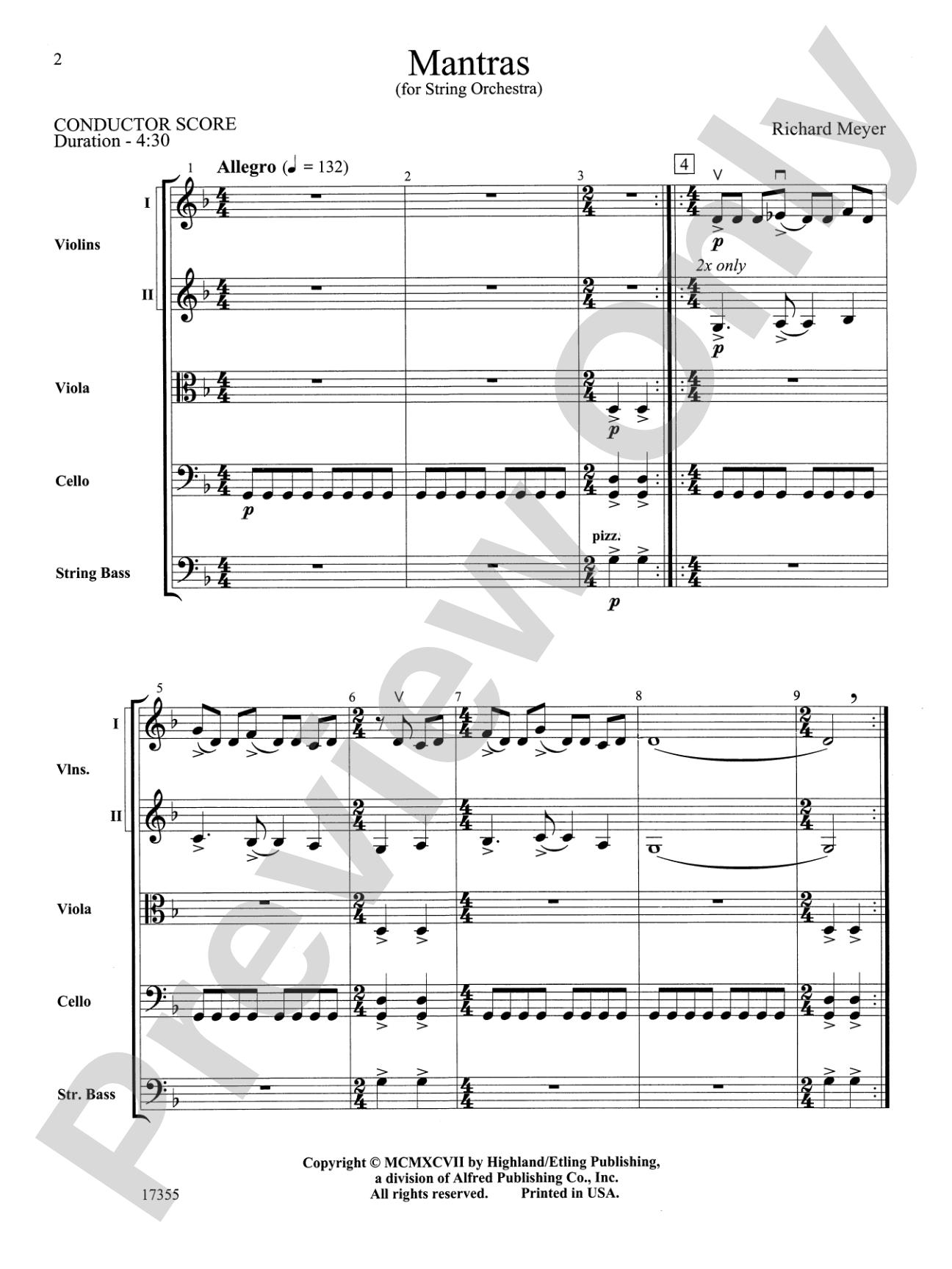Mantras: String Orchestra Conductor Score & Parts