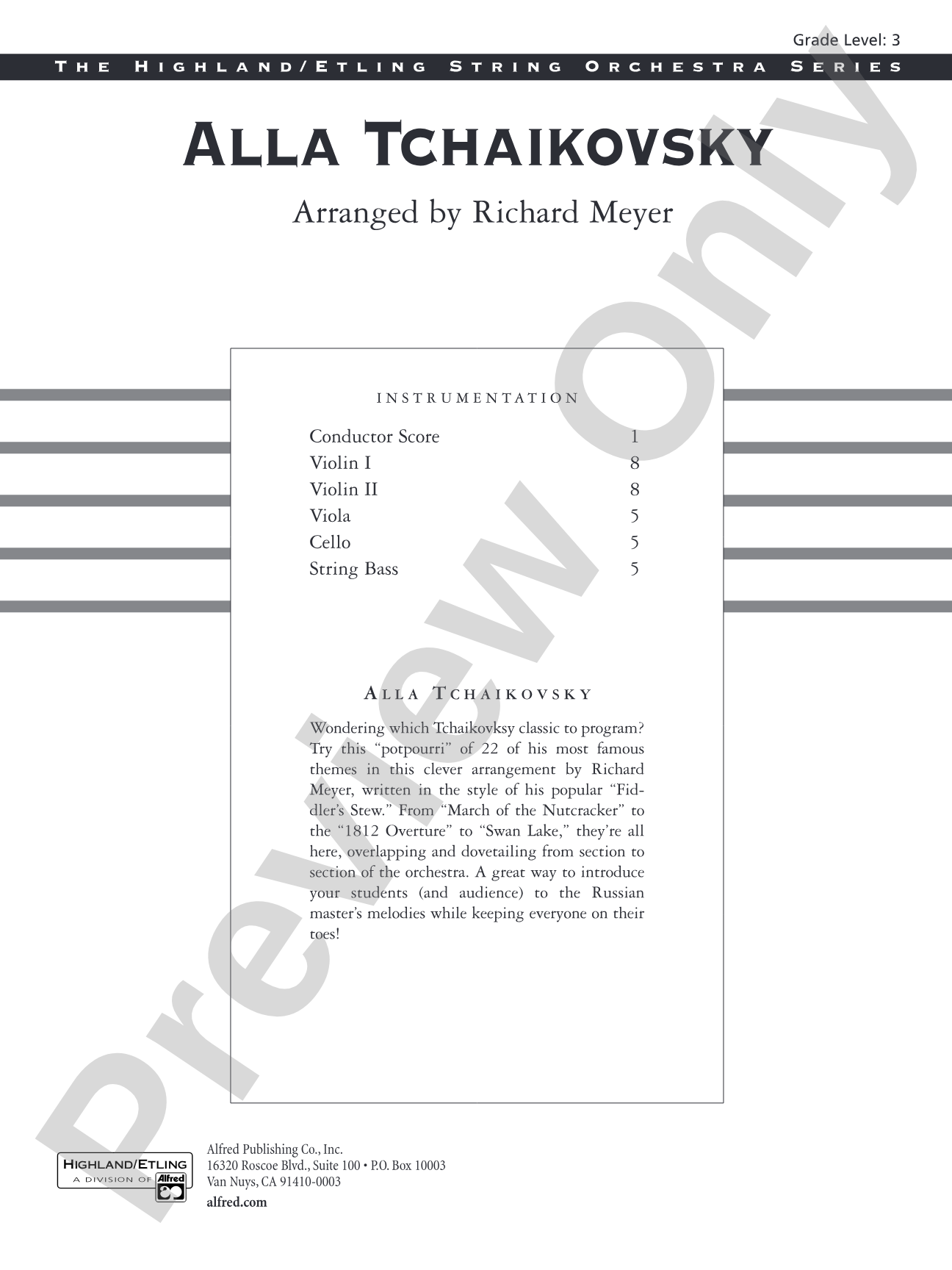 Alla Tchaikovsky: String Orchestra Conductor Score & Parts