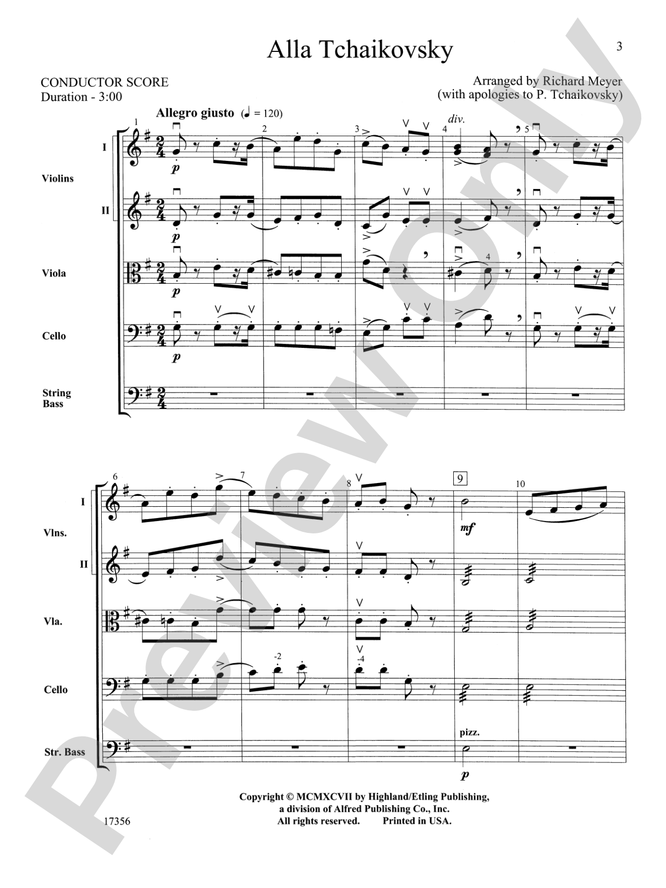 Alla Tchaikovsky: String Orchestra Conductor Score & Parts