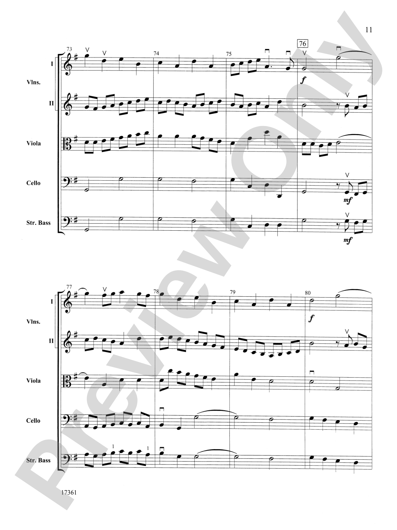 Brandenburg Concerto No. 4 (3rd Movement): String Orchestra Conductor Score & Parts