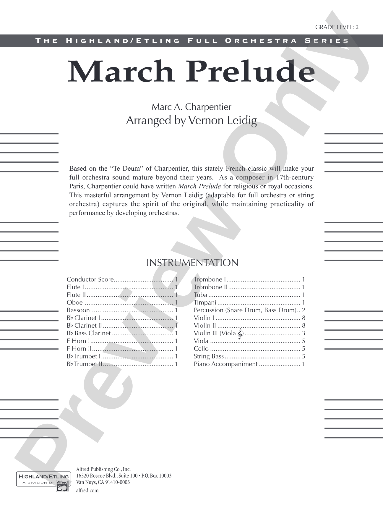 March Prelude: Full Orchestra Conductor Score & Parts