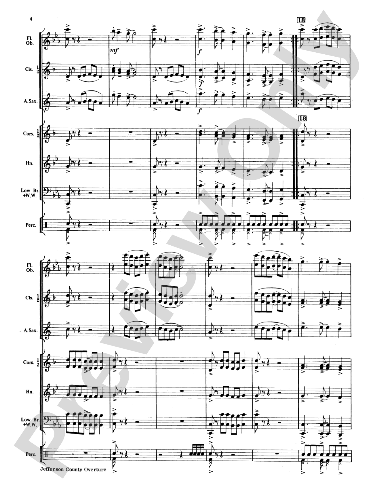 Jefferson County Overture: Concert Band Conductor Score & Parts