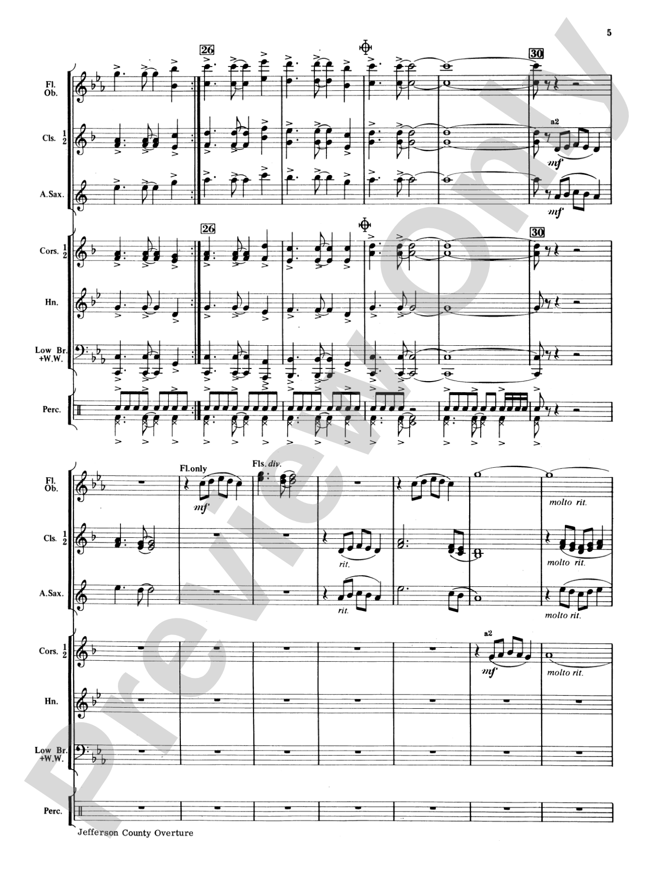 Jefferson County Overture: Concert Band Conductor Score & Parts