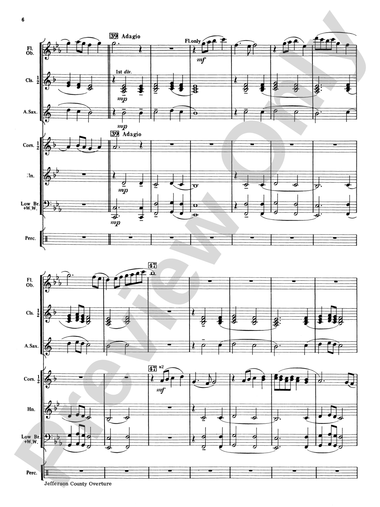 Jefferson County Overture: Concert Band Conductor Score & Parts