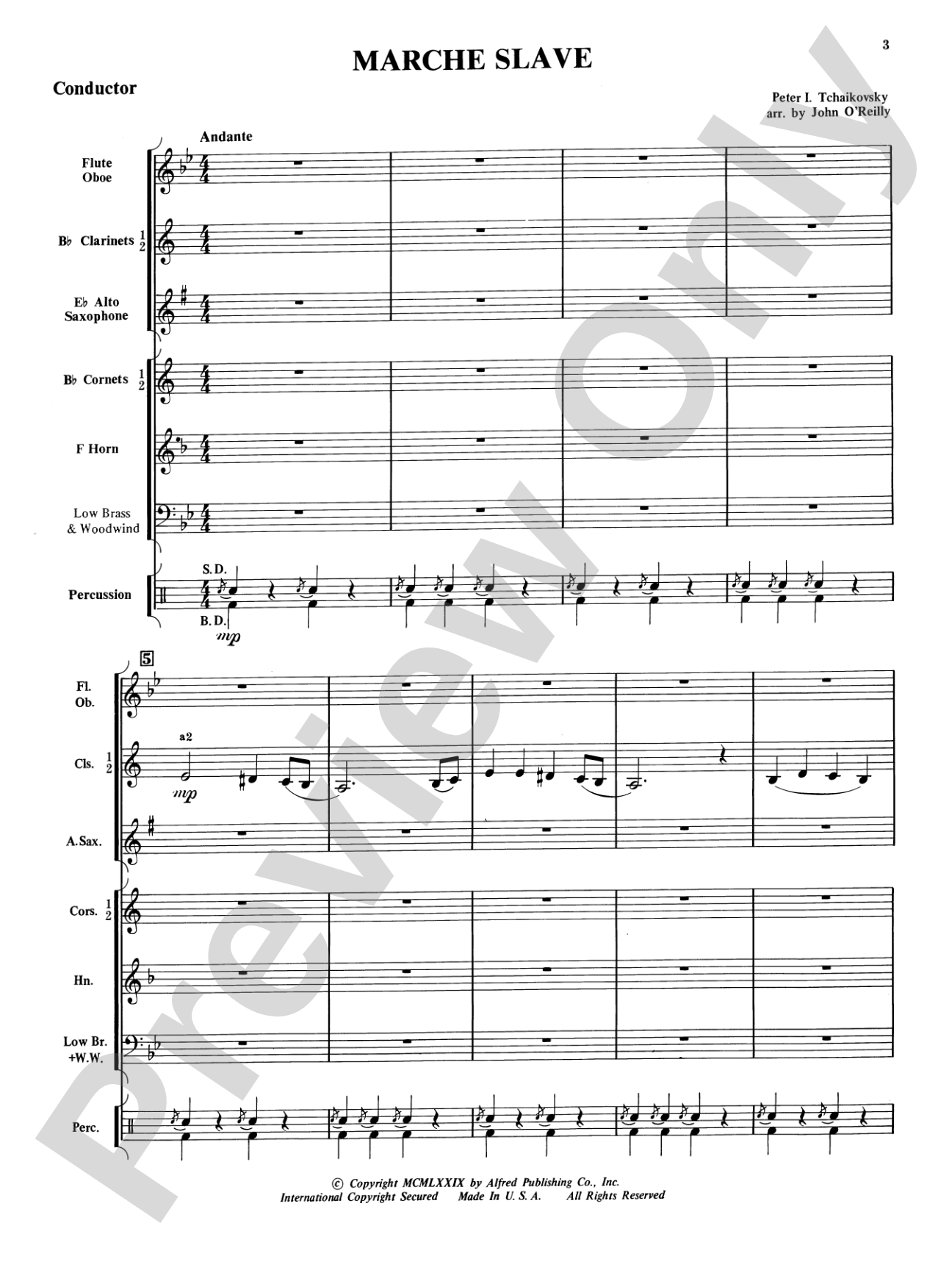 Marche Slave: Concert Band Conductor Score & Parts