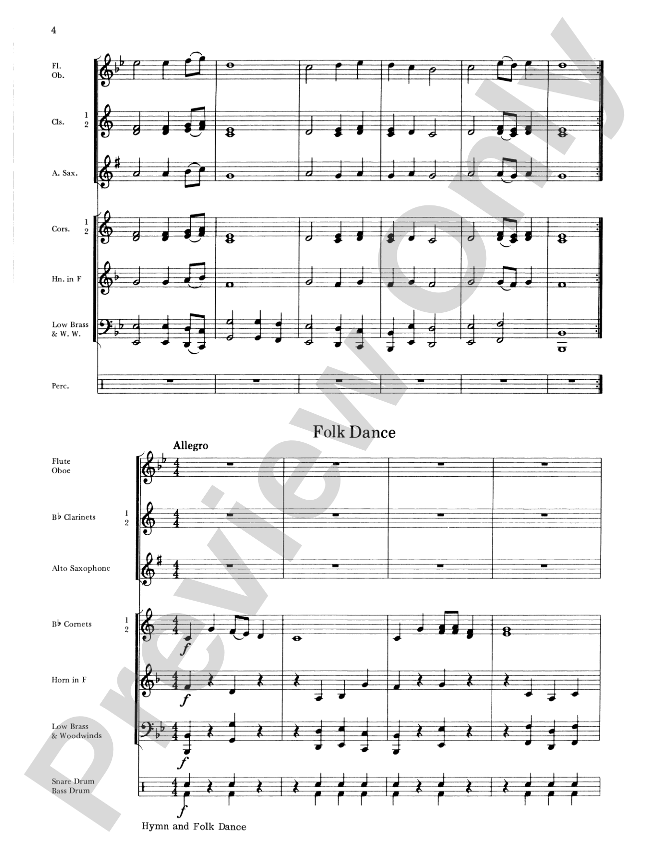 Hymn and Folk Dance: Concert Band Conductor Score & Parts