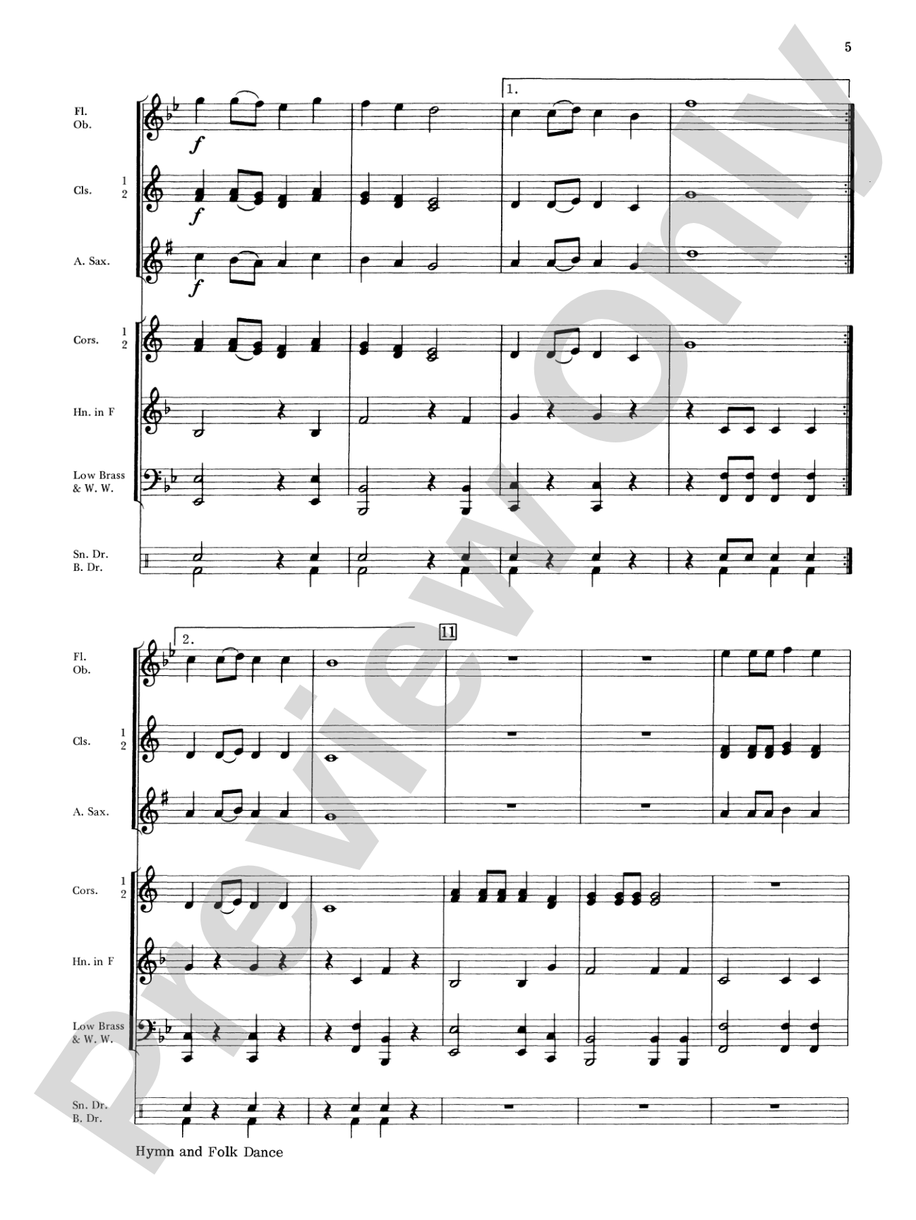 Hymn and Folk Dance: Concert Band Conductor Score & Parts