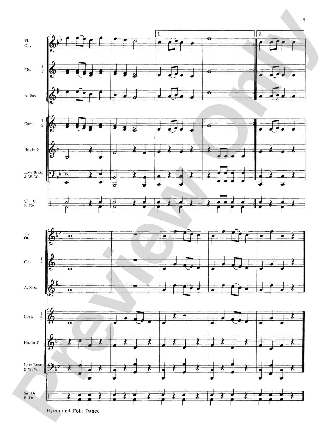 Hymn and Folk Dance: Concert Band Conductor Score & Parts