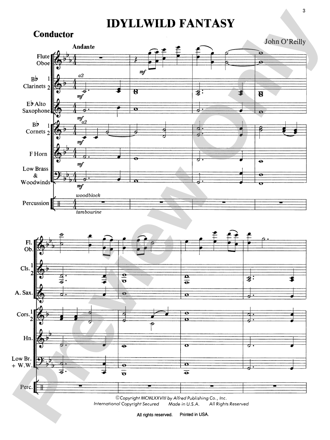 Idyllwild Fantasy: Concert Band Conductor Score & Parts