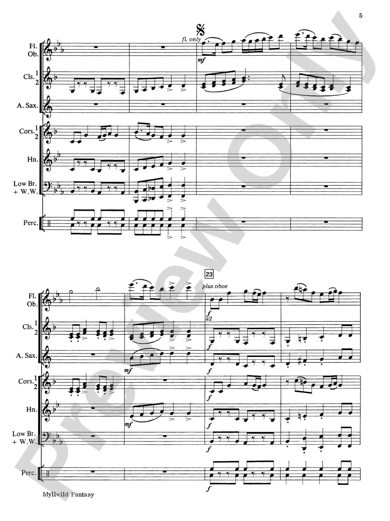 Idyllwild Fantasy: Concert Band Conductor Score & Parts