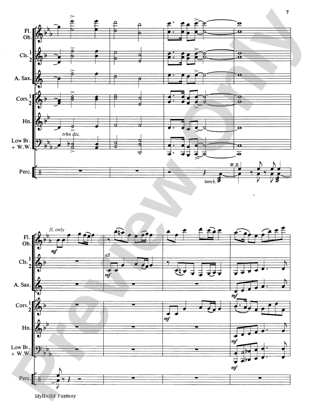 Idyllwild Fantasy: Concert Band Conductor Score & Parts
