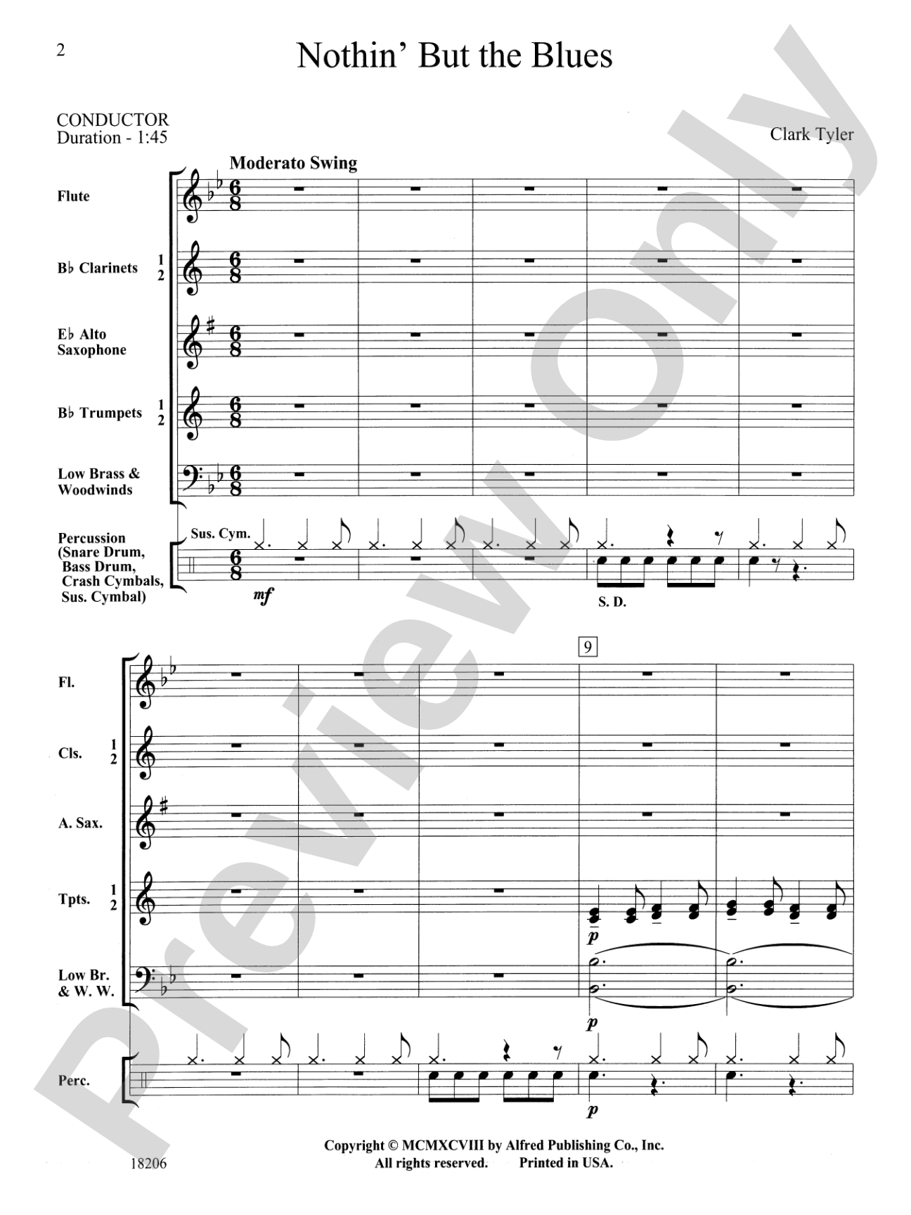 Nothin' but the Blues: Concert Band Conductor Score & Parts