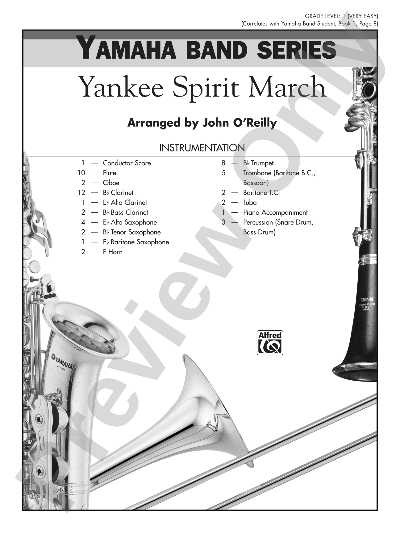 Yankee Spirit March: Concert Band Conductor Score & Parts