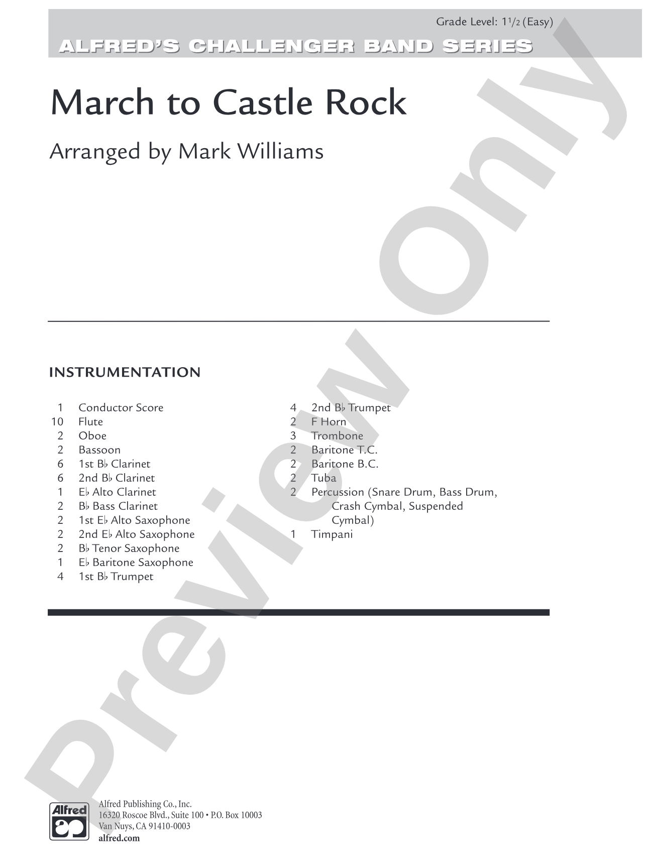 March to Castle Rock: Concert Band Conductor Score & Parts