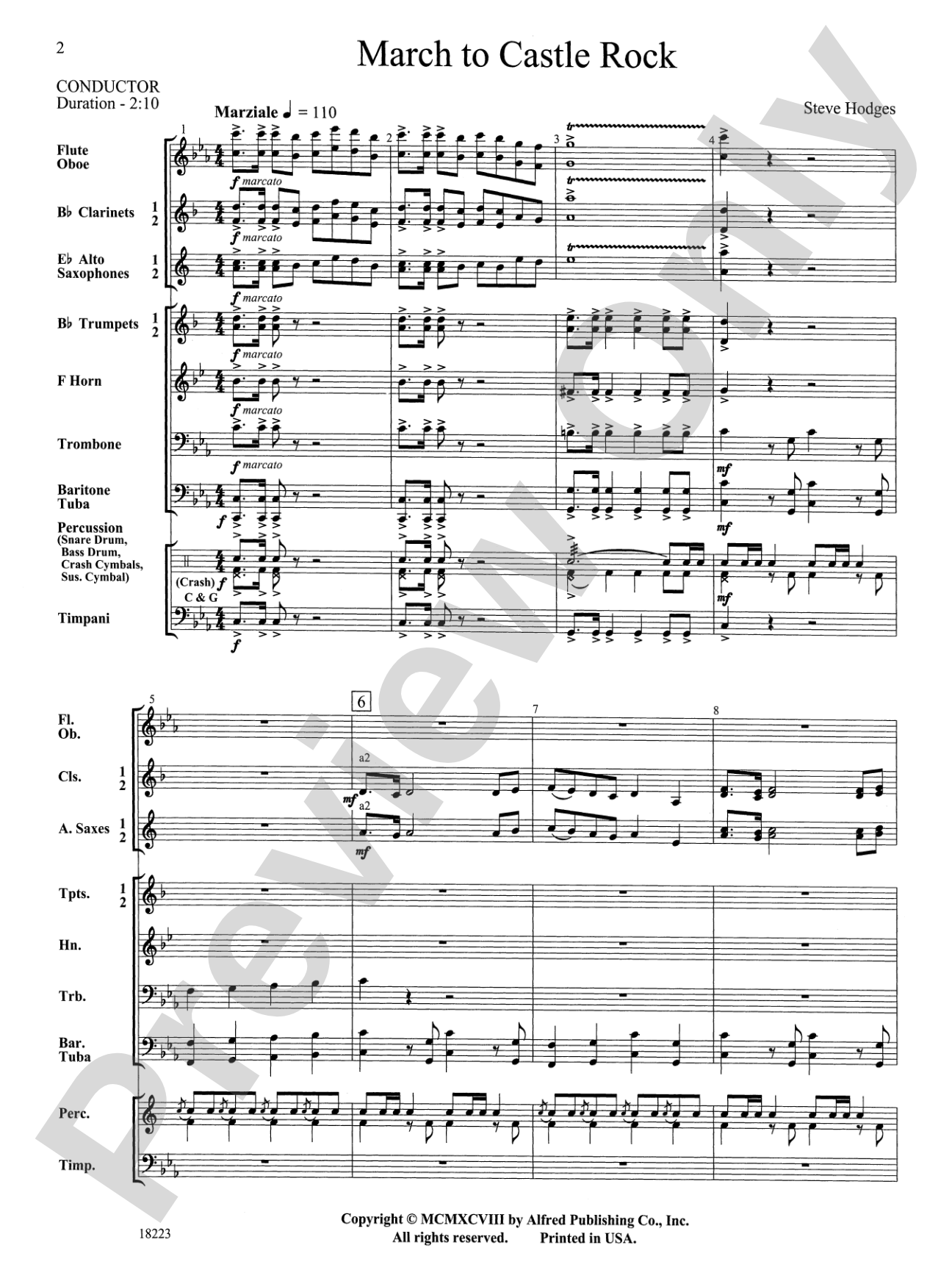 March to Castle Rock: Concert Band Conductor Score & Parts