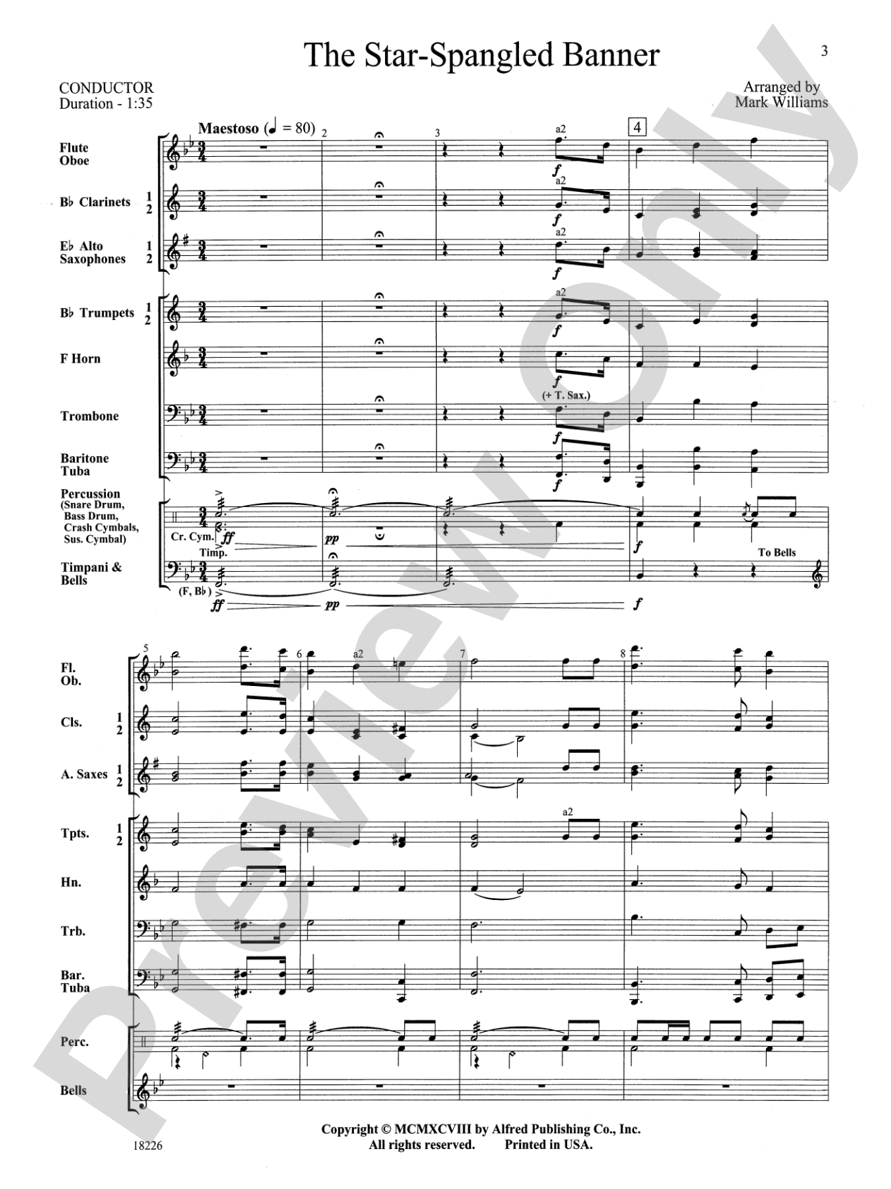 The Star Spangled Banner: Concert Band Conductor Score & Parts