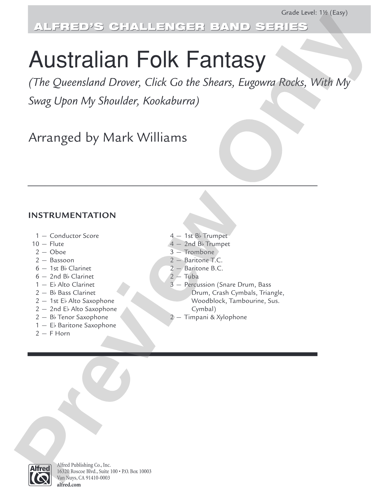 Australian Folk Fantasy: Concert Band Conductor Score & Parts